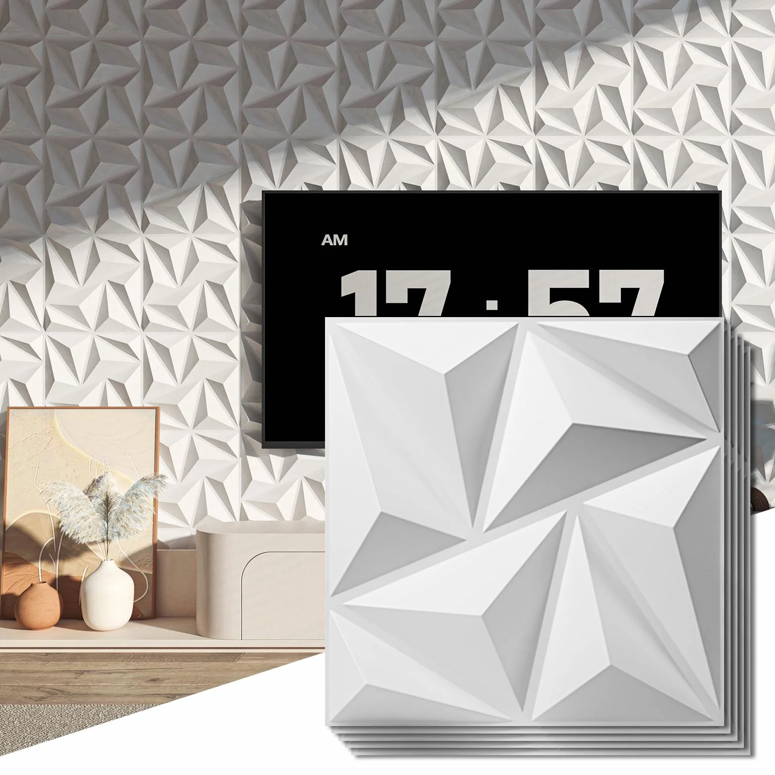 Art3d Lot de 20 panneaux muraux décoratifs 3D PVC 1,8 m² 30 x 30 cm Blanc