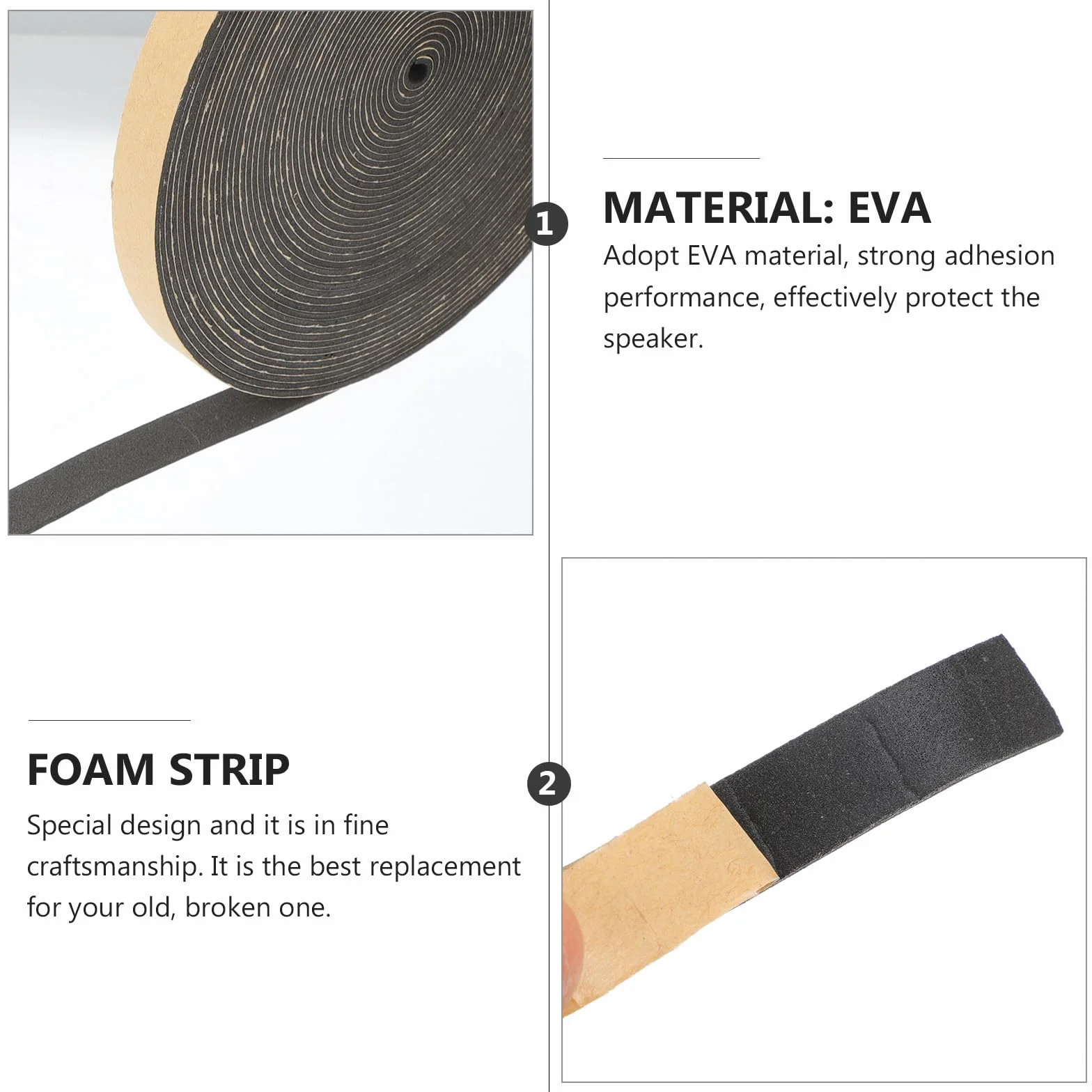 ABOOFAN Ruban Adhésif Insonorisant Mousse EVA 18MM 10M pour Haut-Parleur Joint Étanchéité