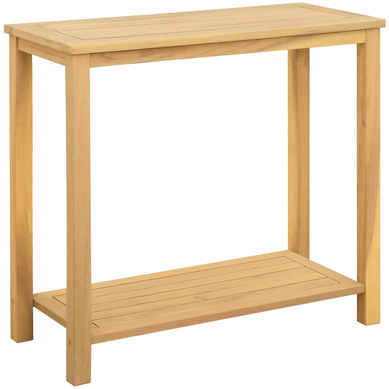 vidaXL Table Console de Jardin Acacia Clair 80 x 35 x 75 cm, Table Console de Jardin, Surface Acacia Rustique, Rangement Extérieur Pratique, Design Rectangulaire, Espace Ample