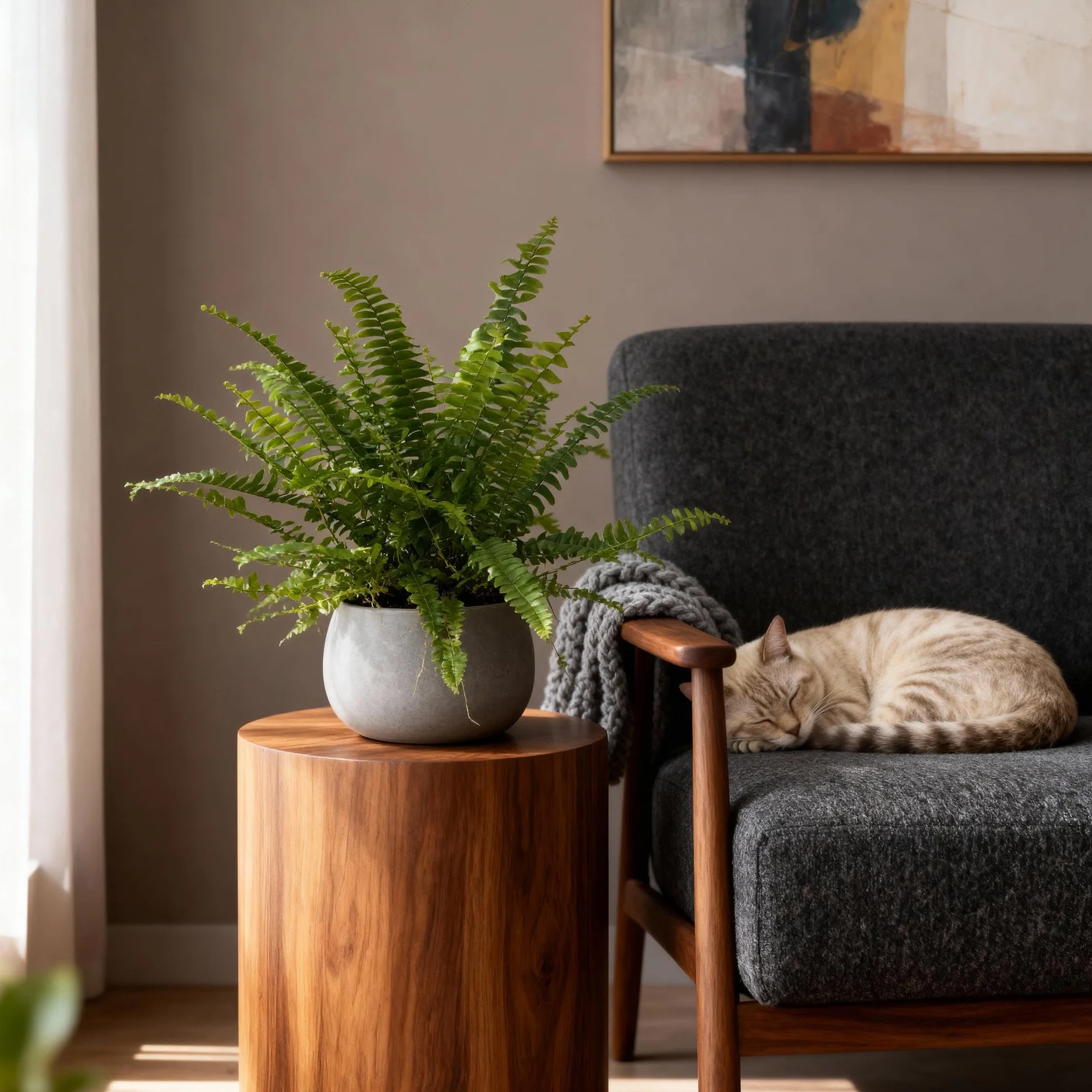 Green boutiQ - Plante d'intérieur - Nephrolepsis exaltata Green Lady - Fougère - Plante amicale pour les animaux - Verte - 1 Plante - Pot 12cm - Hauteur 25cm