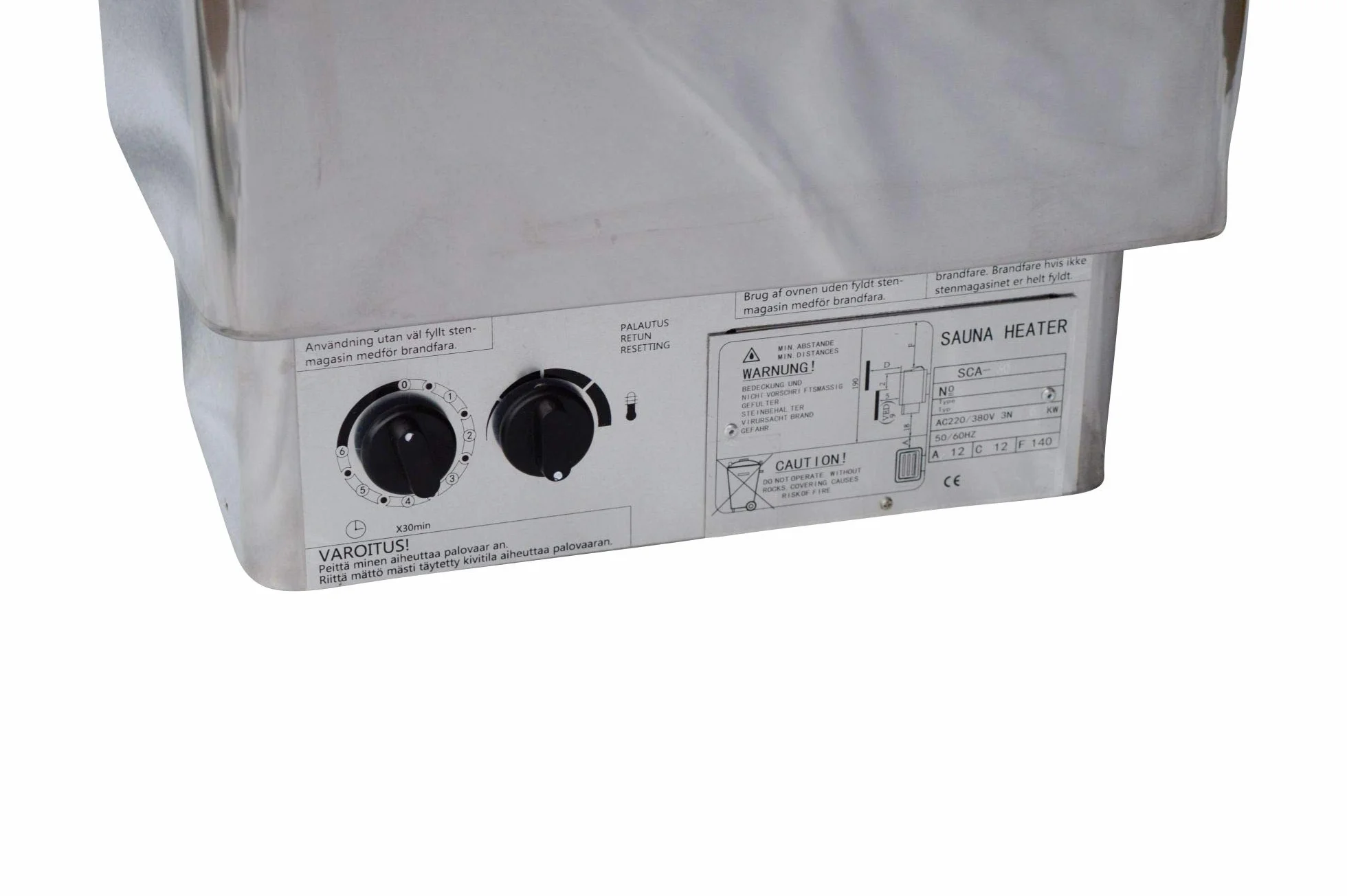 Poêle de sauna électrique 4,5 kW acier inoxydable commande intégrée