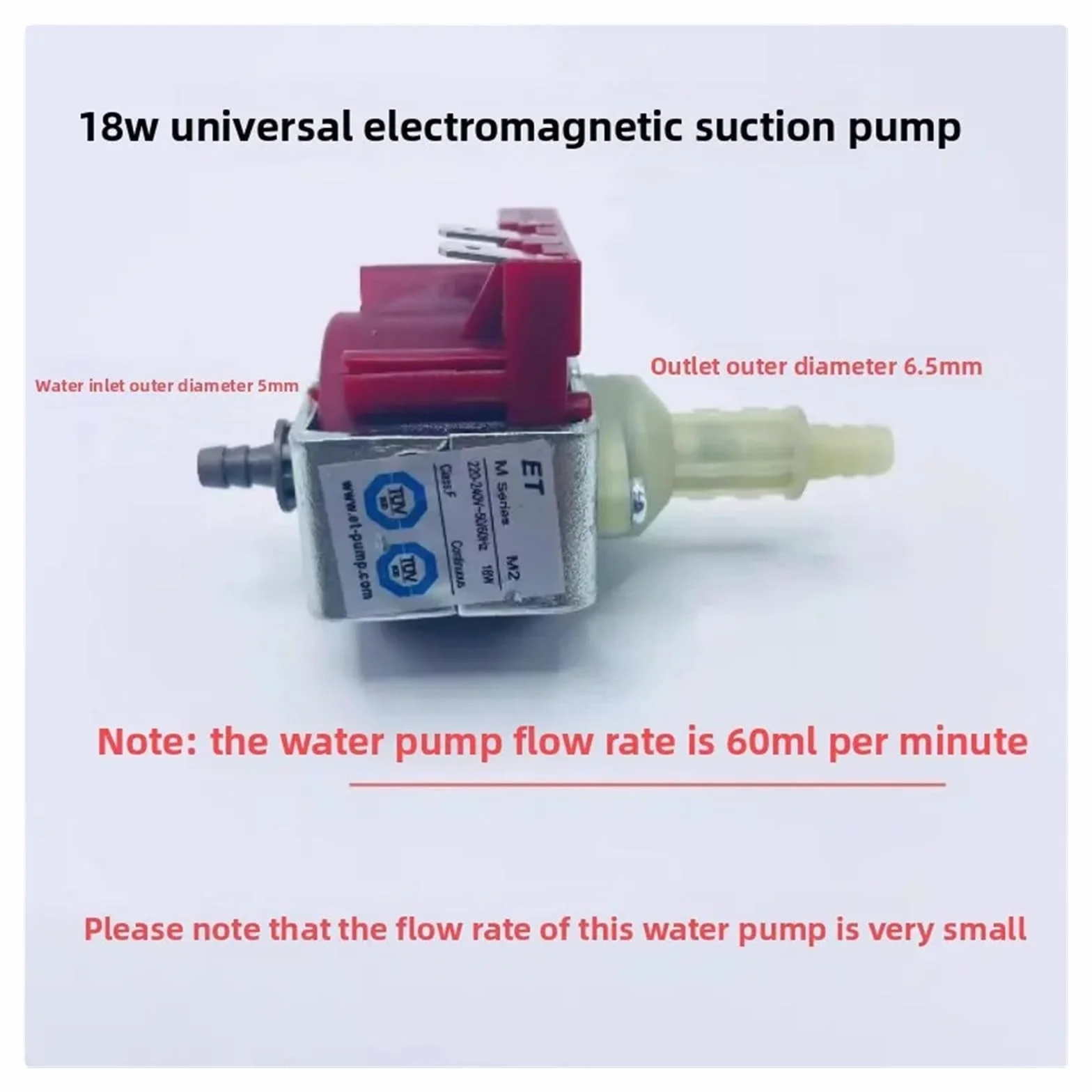 Pompe d'aspiration électromagnétique ET M2 M4 18 W, for machine à café/machine à vapeur/lave-linge/autocuiseur vapeur, pompe à eau CC haute pression
