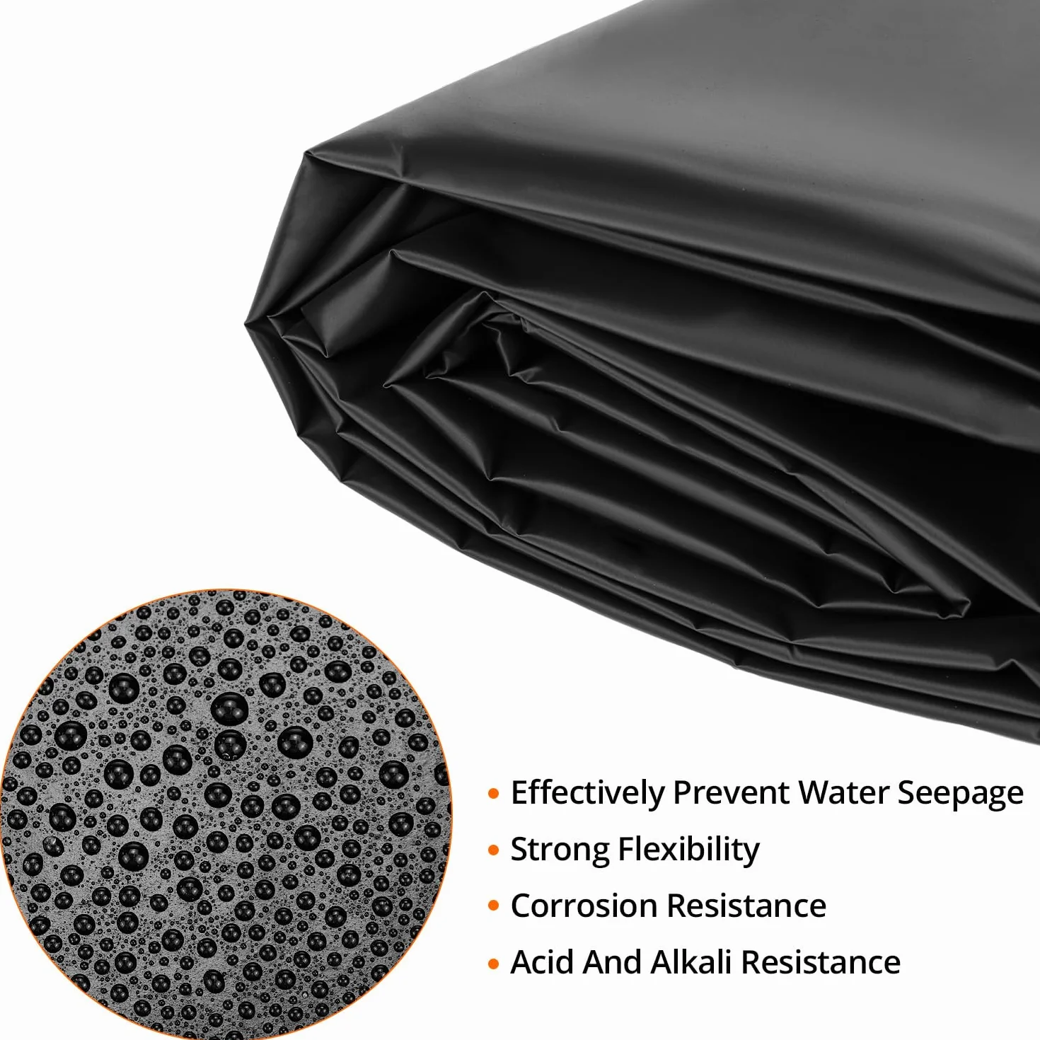 QWORK Bâche de Bassin en PVC 2 m x 2 m Noire PEHD pour Étang