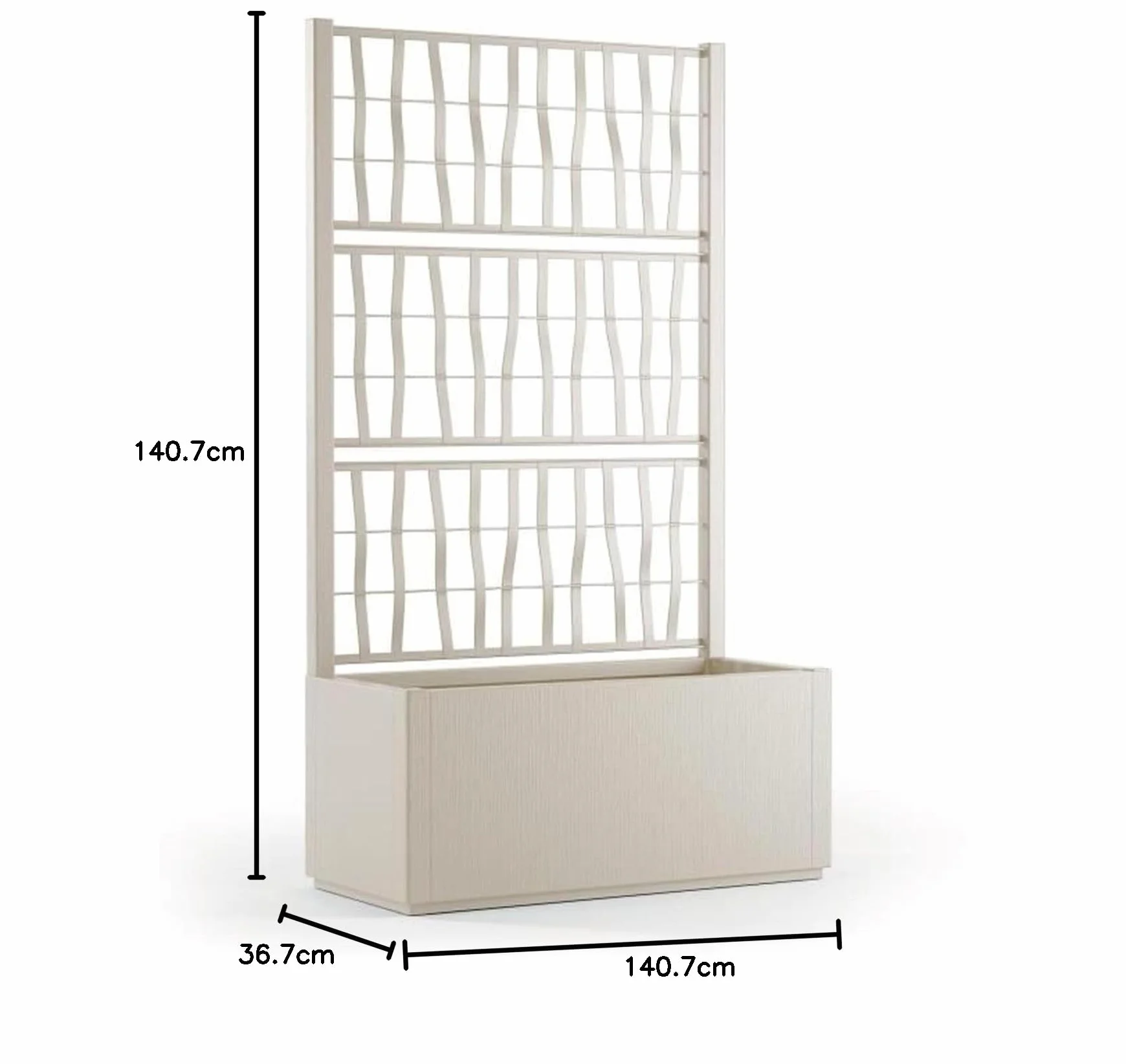 Bac a fleur Ethica rectangulaire 80 cm avec treillis craie