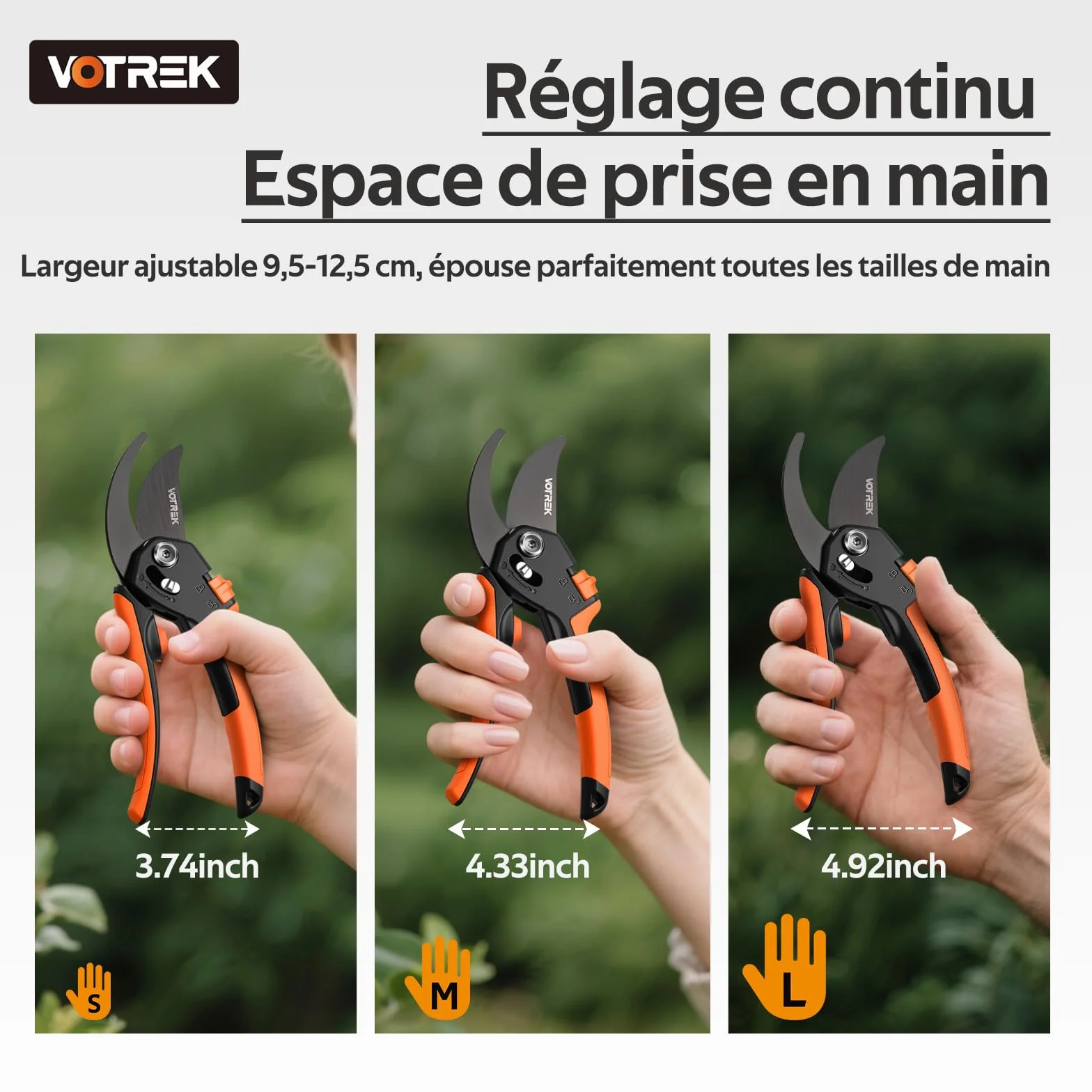 Sécateur de Jardin Bypass Pro 21,5 cm – Pour Mains Fragiles avec Réglage Progressif, Lame SK5 & Ressort Intégré – Secateur et Ciseaux Jardinage pour Rosiers et Fruitiers –Un Cadeau Jardin Idéal