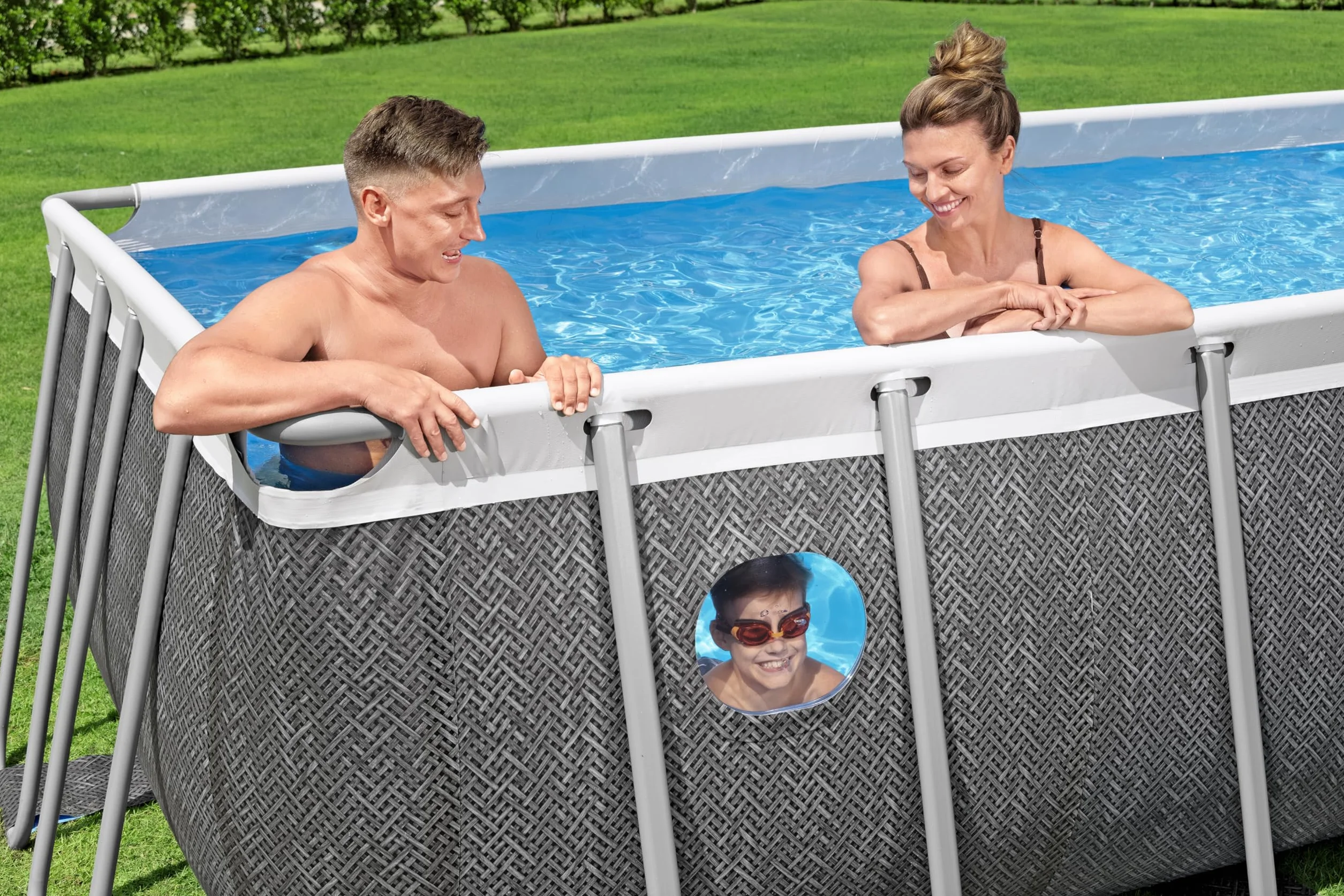 Bestway Steel Pro Max Splashview Piscine Hors Sol Rectangulaire 488x244x122 cm Gris