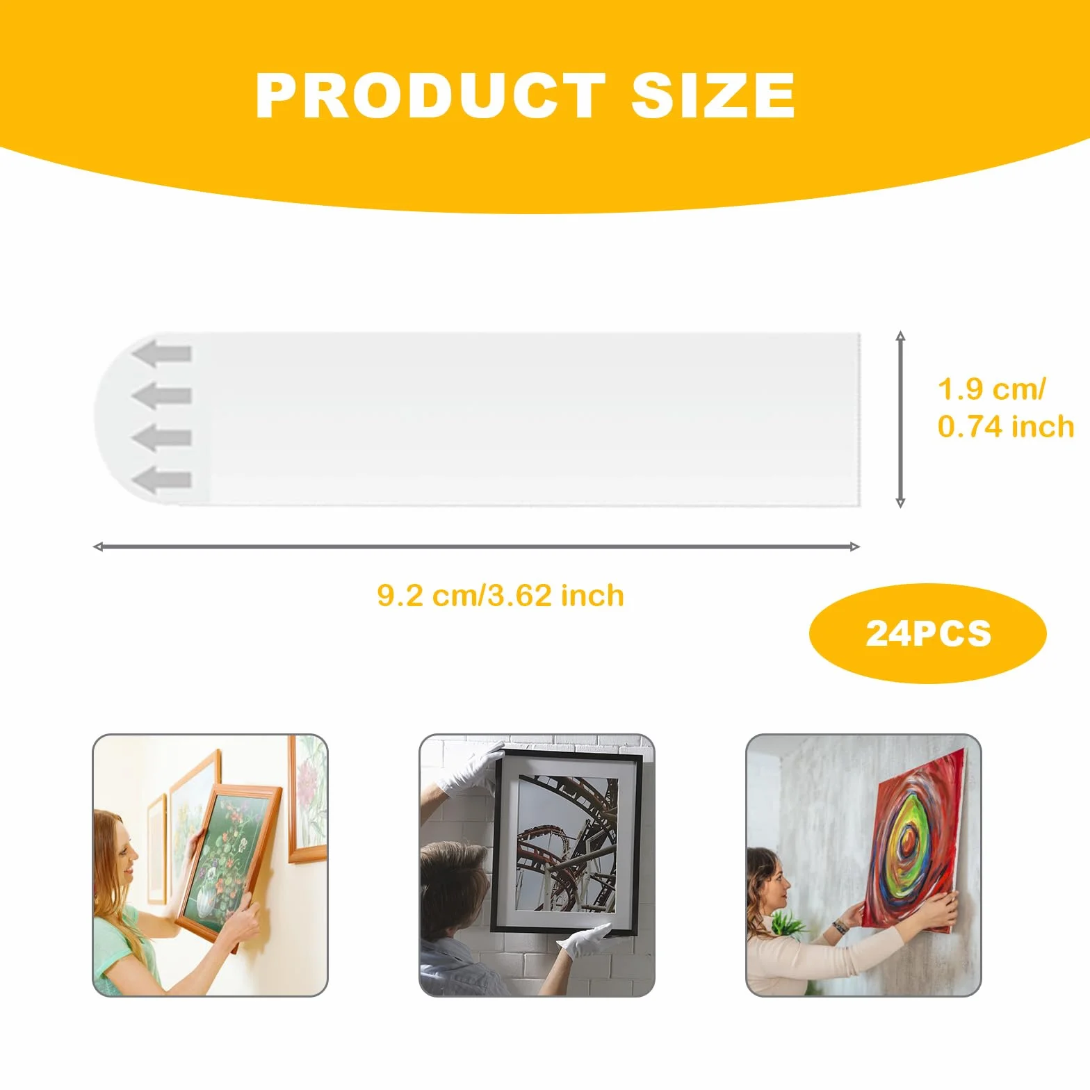 24pcs Picture Hanging Strips Refill Adhesive Strips for Medium Wall Hooks