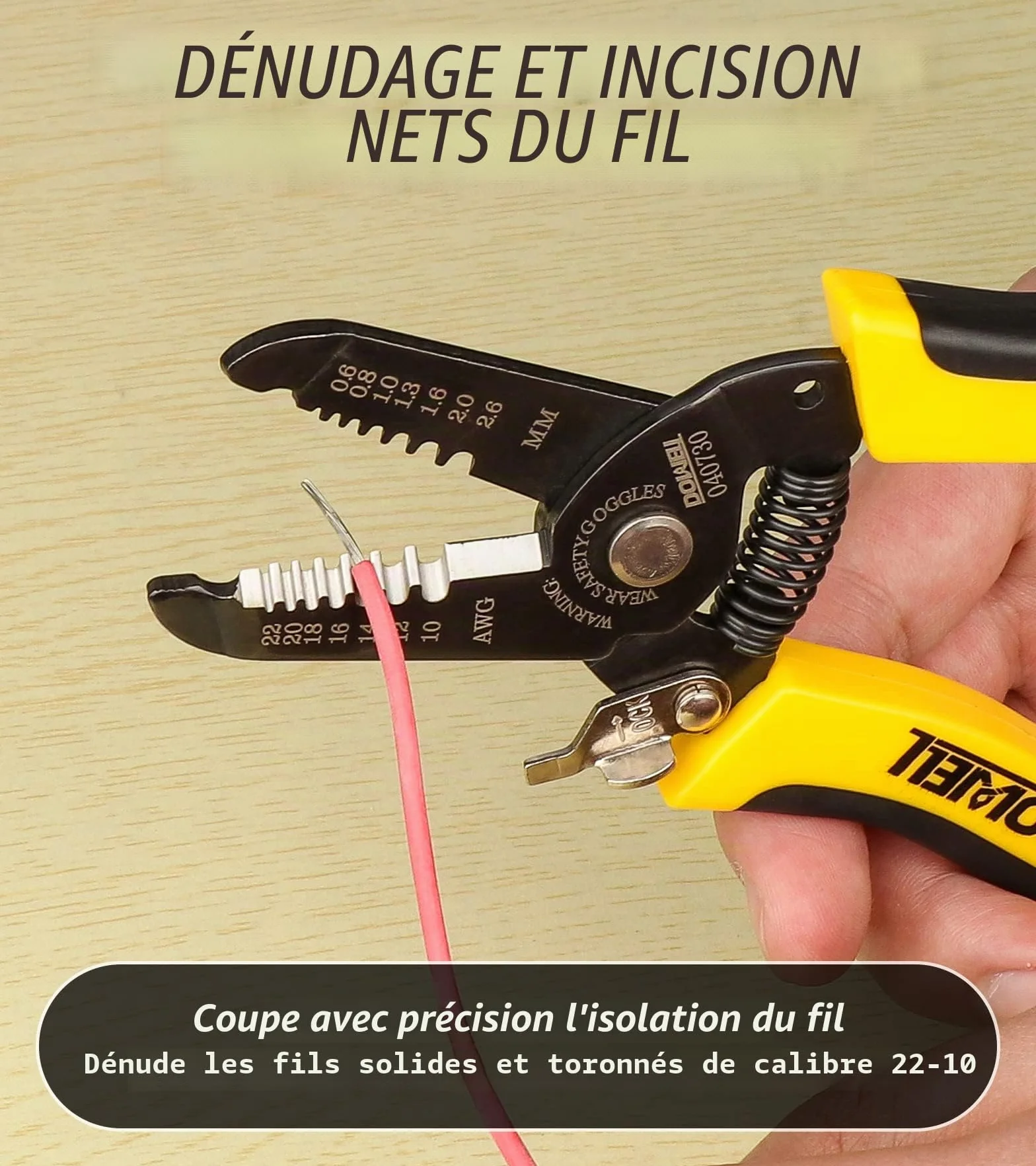 DOWELL Pince à dénuder multifonction 10-22 AWG