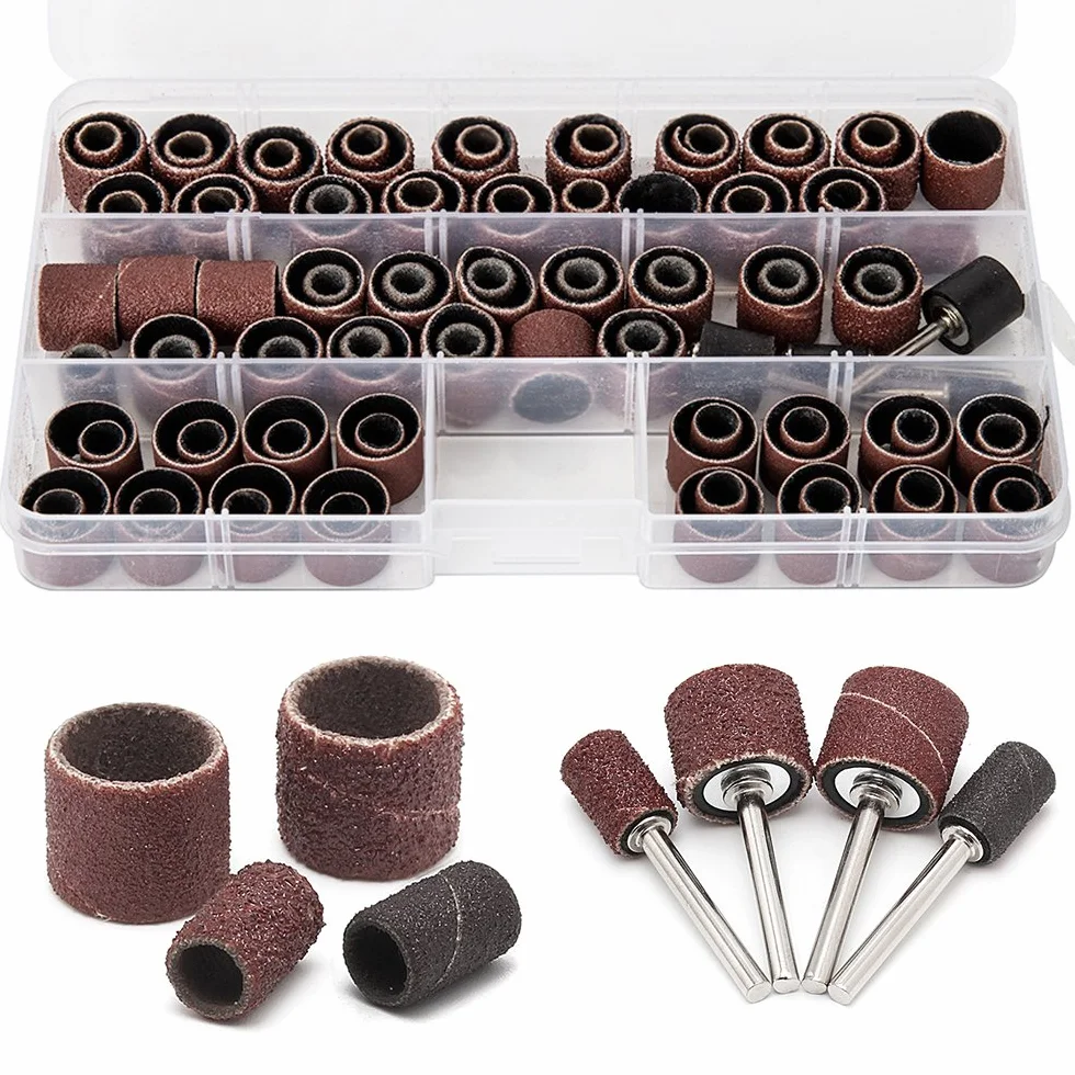 Cylindres Ponceuse Abrasifs Manches Ponceuse Tambour 60 120 320 Grain avec Kit Rotant 4 Mandrins Tubulaires