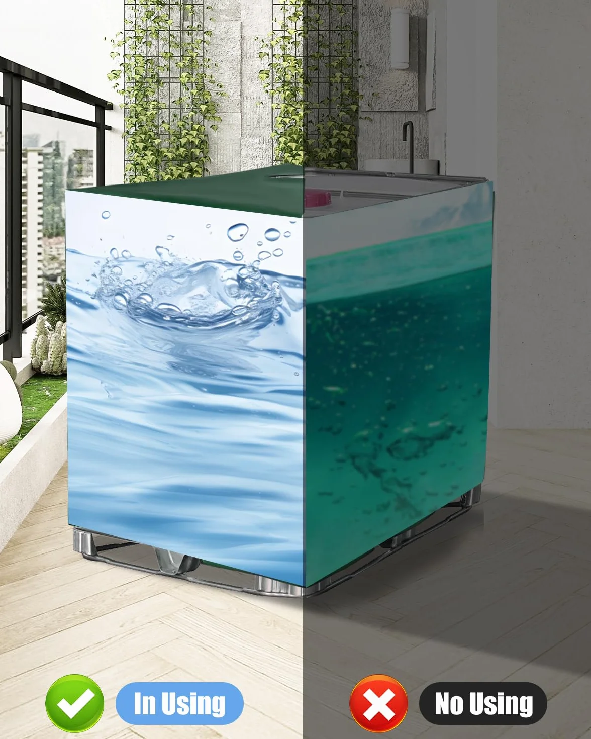 Bâche pour Cuve IBC 1000L, Housse de Protection Anti-UV, 116 x 100 x 120 cm Vert