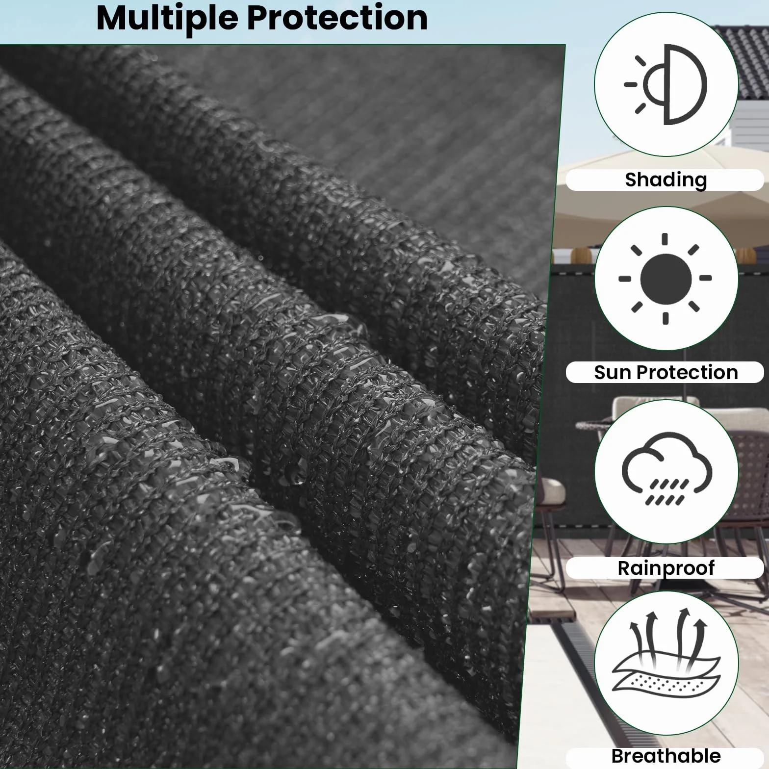 WOLTU Brise Vue Jardin Extérieure HDPE 280g/m² 1,5x10 m Anthracite Protection Soleil Vent UV
