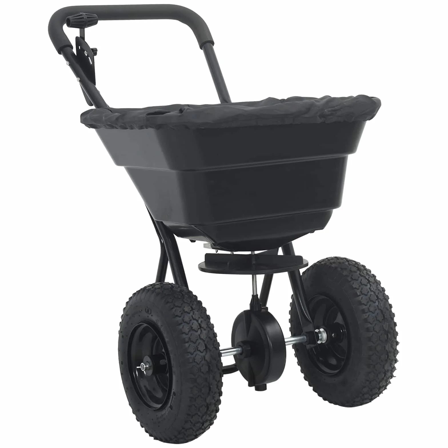 vidaXL Épandeur Noir 53 x 81,5 x 78 cm PVC Acier Épandeur à Gazon Outil Pro semences Jardinage extérieur