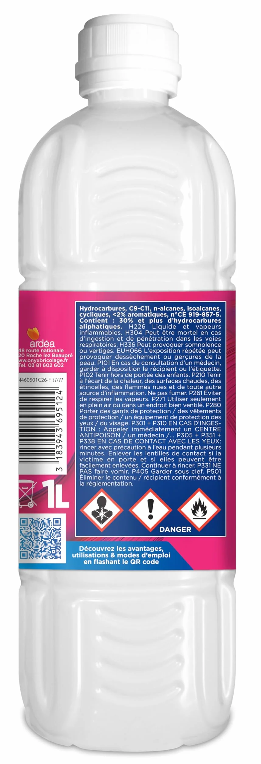 White Spirit Désaromatisé Solvant Diluant Peintures Vernis Nettoyant Décapant 1L