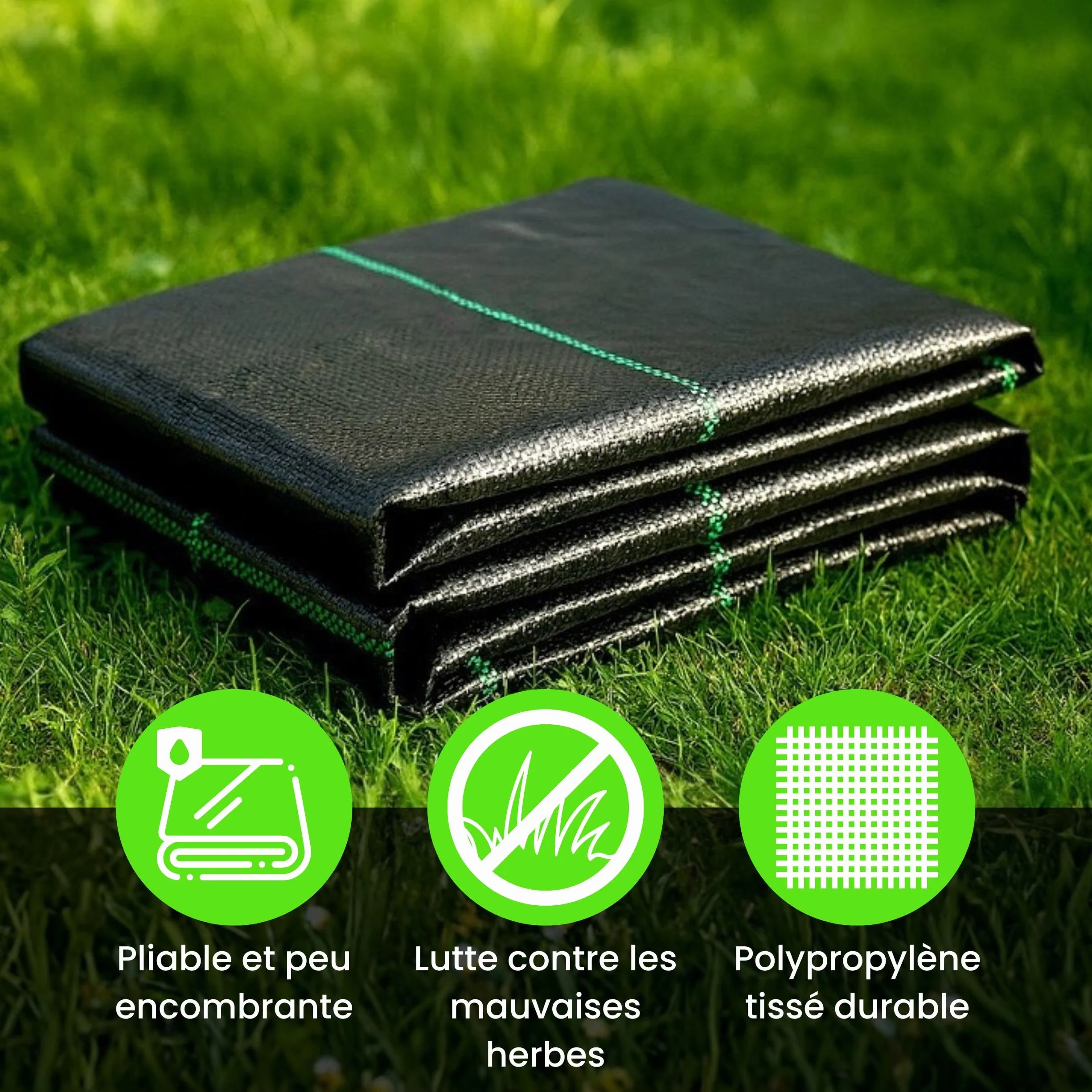 Toile de Paillage 2m x 50m Géotextile Anti Repousse Bache Jardin Anti Mauvaises Herbes 100g/m² Résistant Déchirures Perméable Eau UV