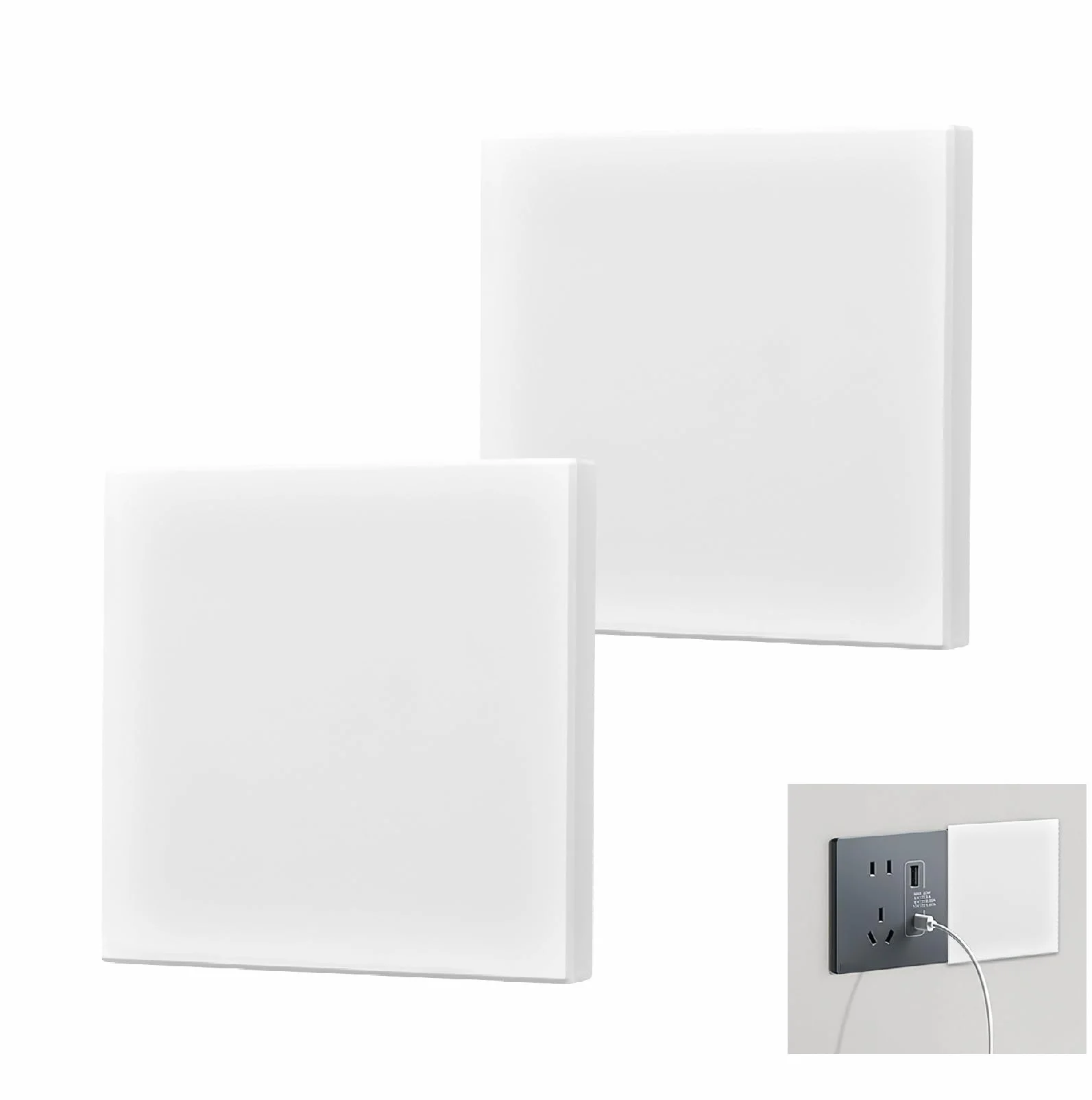 Lot de 2 cache-prises encastrées HENGBIRD 8,6 x 8,6 cm Blanc