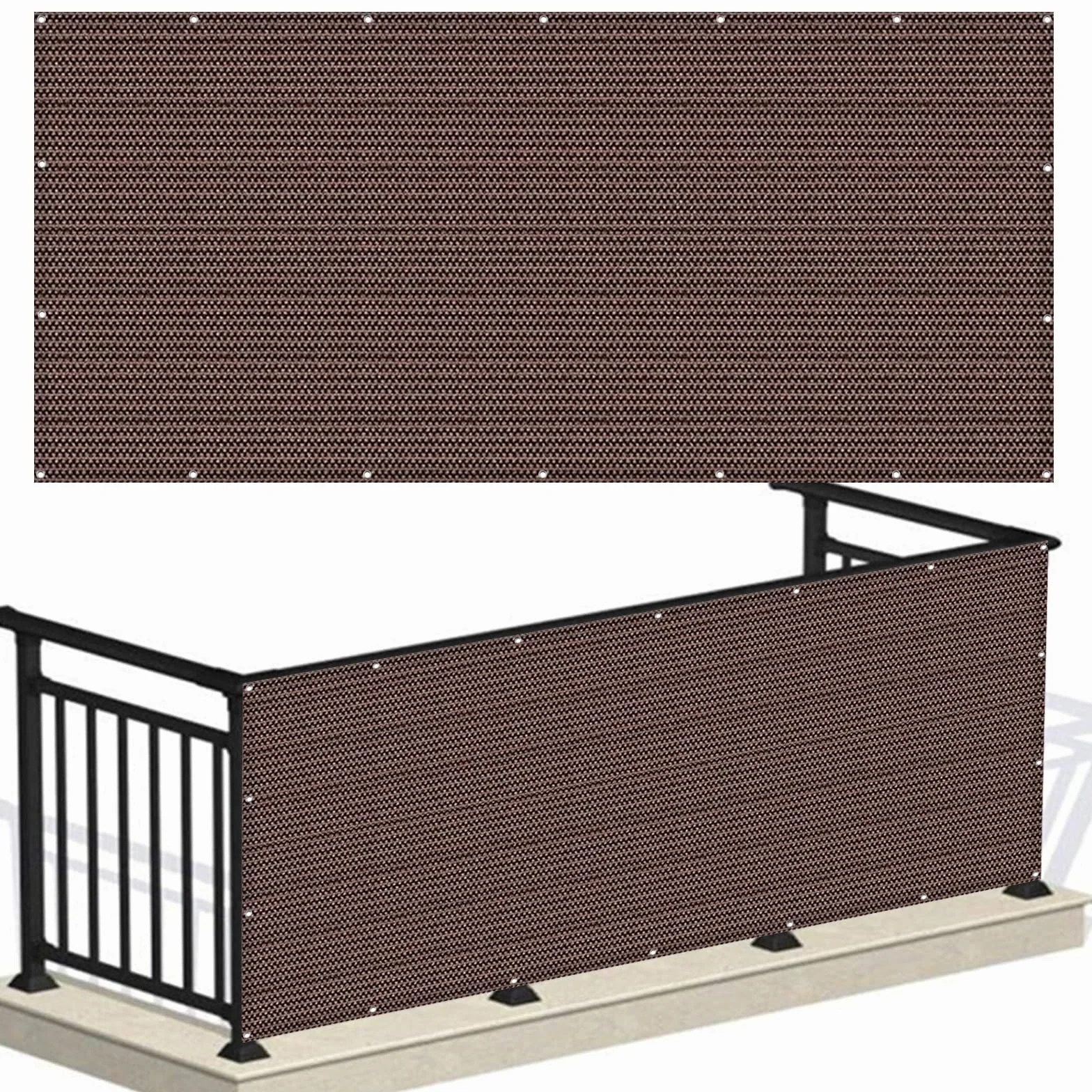 Brise Vue Jardin, Brise Vue 100 x 150 cm Protection UV Opaque Résistant Aux Contre Vent avec Attaches Écran de Confidentialité pour Balcon pour Jardin Extérieur, ‎Marron