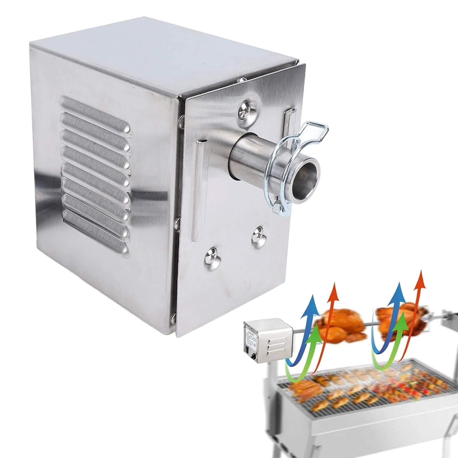 Fabater Moteur de Rôtissoire, Moteur de Tournebroche de Universel 45W, Moteur de Rôtissoire électrique avec Interrupteur Marche/arrêt étanche, Peut Supporter jusqu'à 200-250 Kg, 2-3RPM