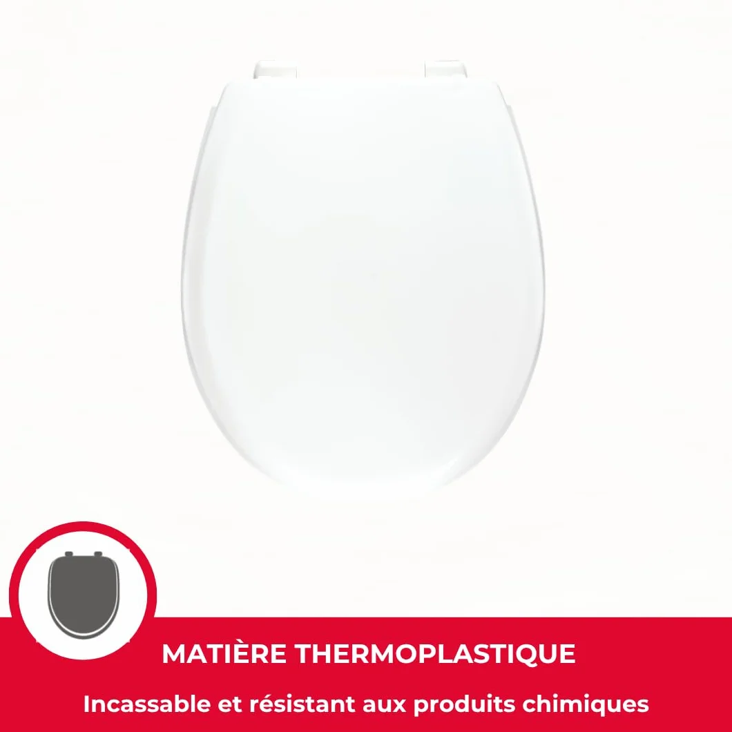Wirquin Abattant WC Néon blanc thermoplastique forme U