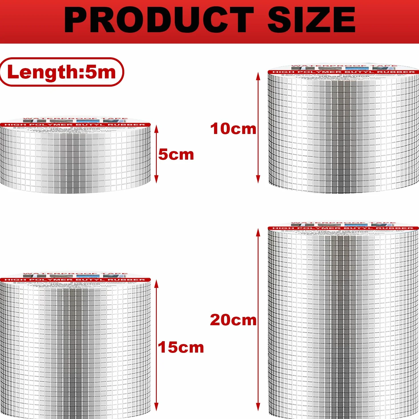Bande Etancheite Toiture Butyle 100mm x 5m Autocollante Fissure Surface Rouleau Bitume Réparer Toit Imperméable