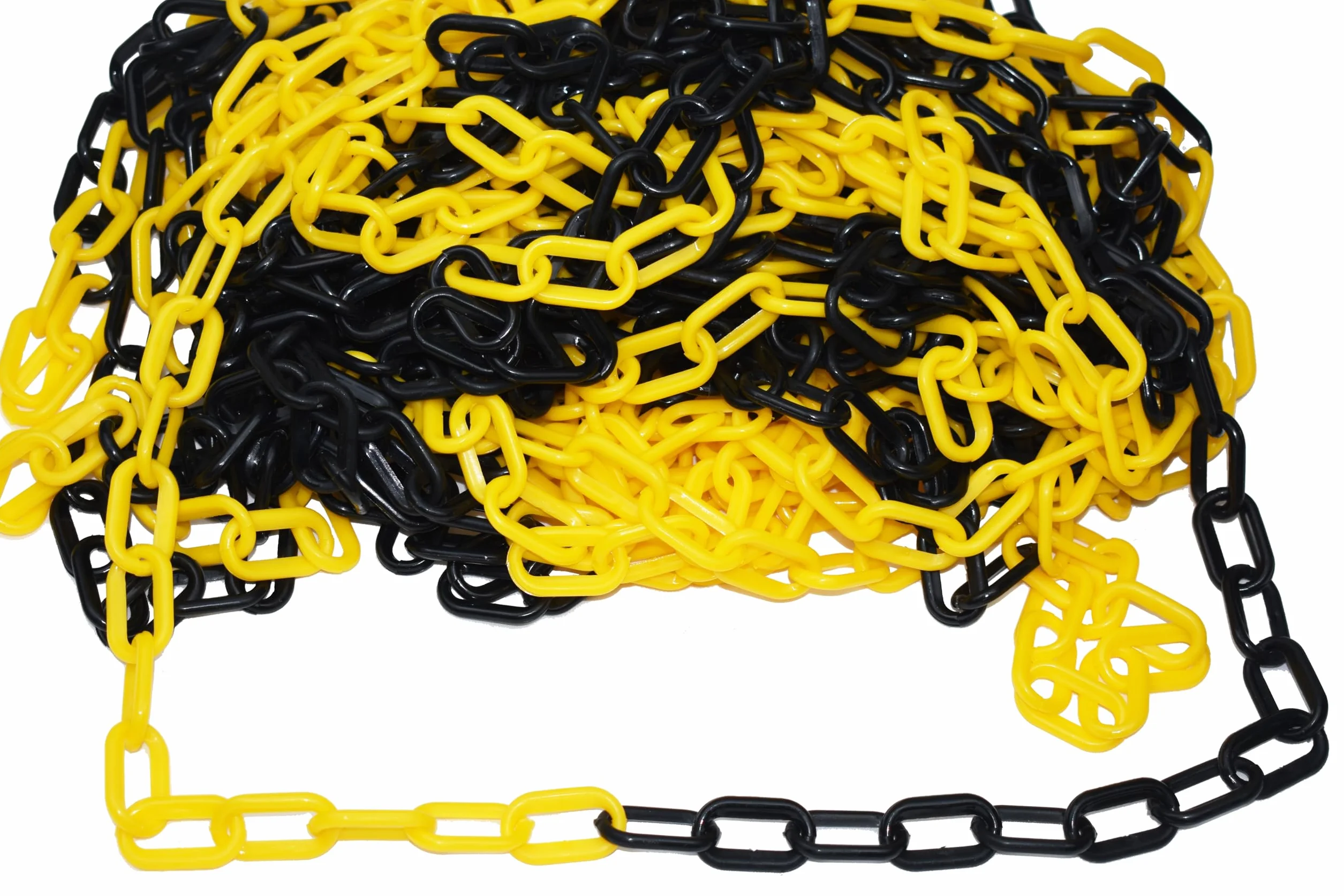 Chaîne d'arrêt plastique noir et jaune 6mm x 25m Sécurité Haute Visibilité