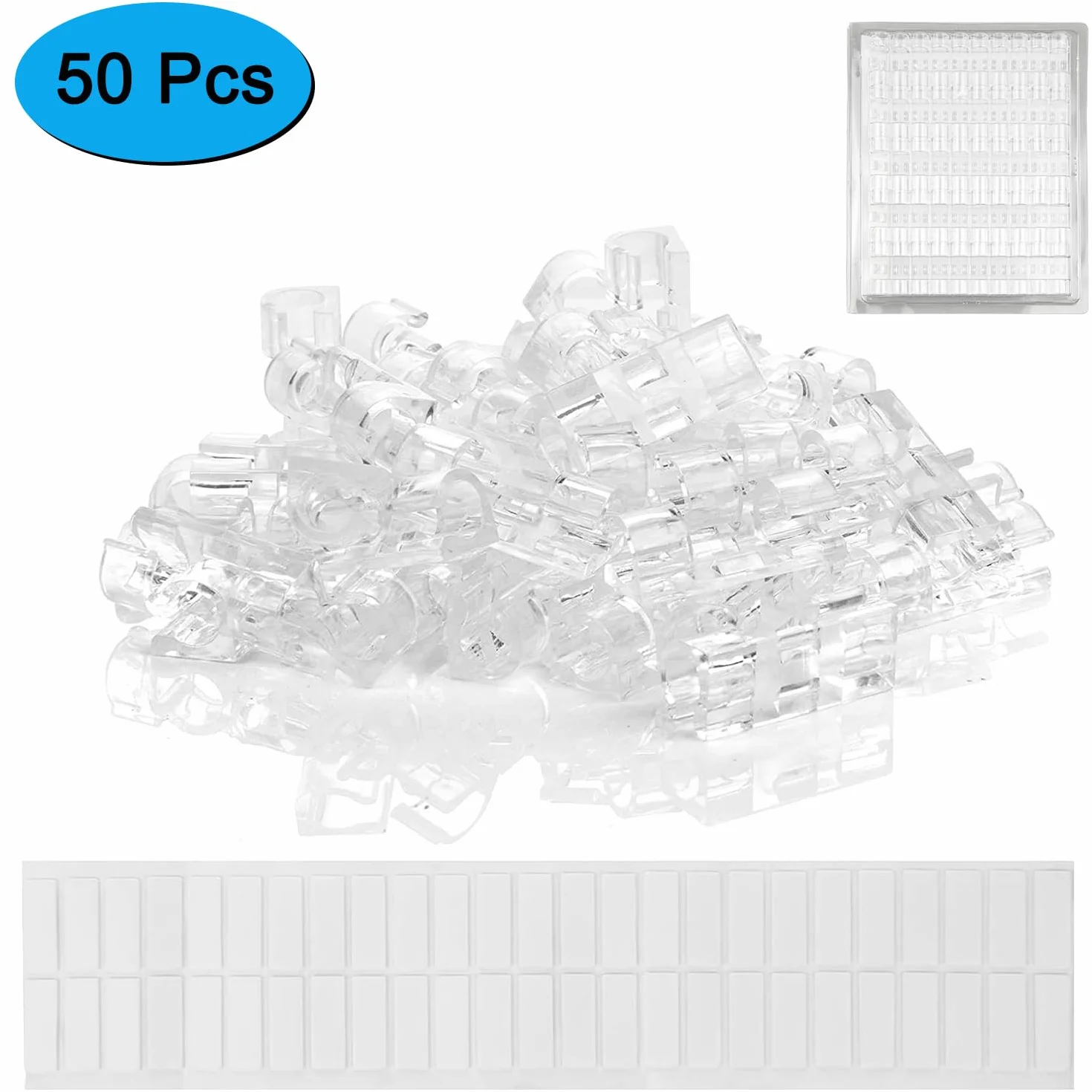 SOULWIT Lot de 50 Clips Auto-adhésifs pour Gestion des câbles, Organisateurs de câbles