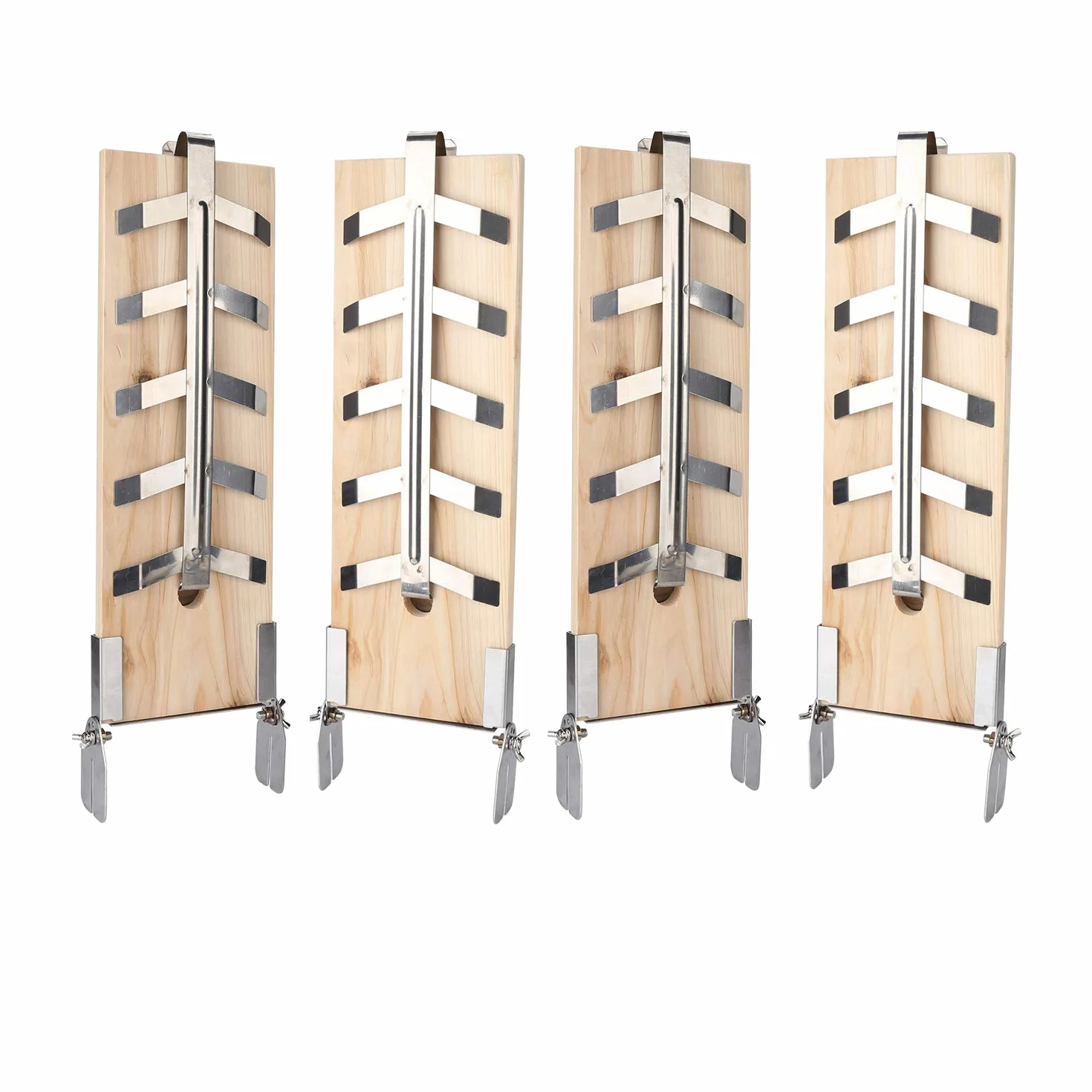 Lot de 4 planches à saumon en acier inoxydable avec supports inclinables pour brasero barbecue