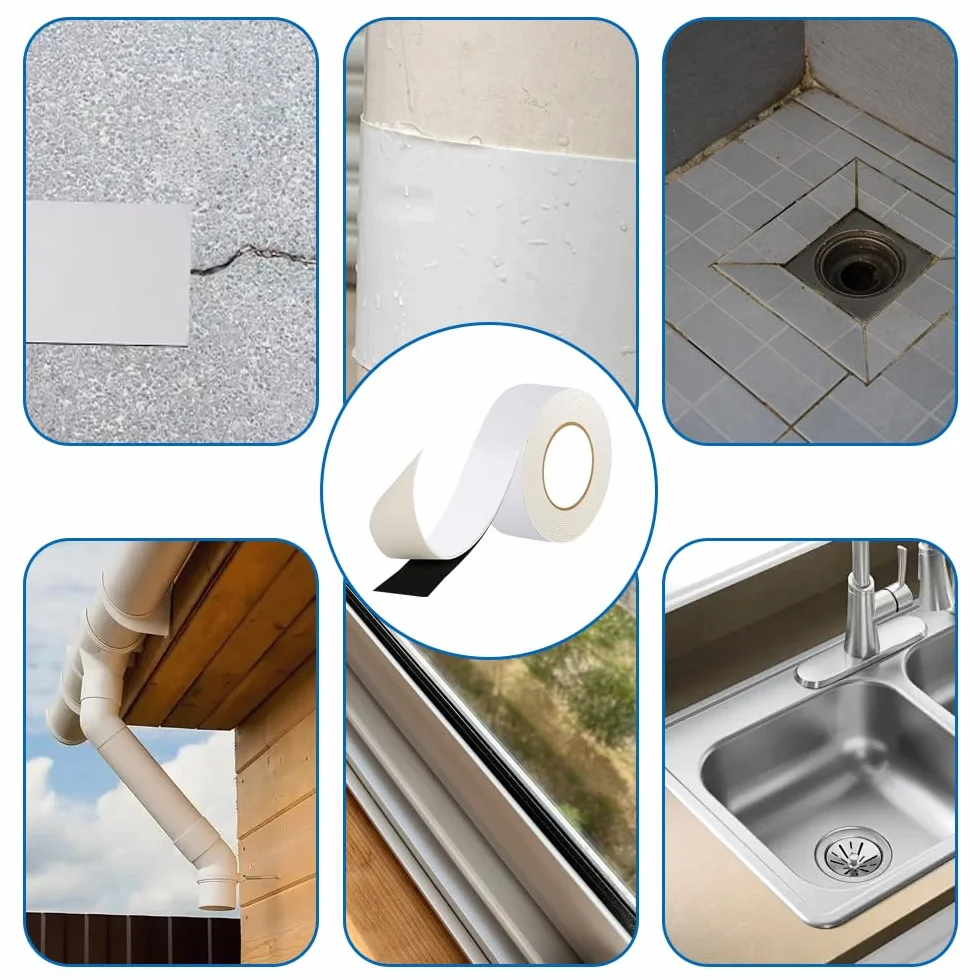 Ruban Butyle Blanc 5 cm x 5 m, Bande Etancheite Toiture Autocollante Extra Fort
