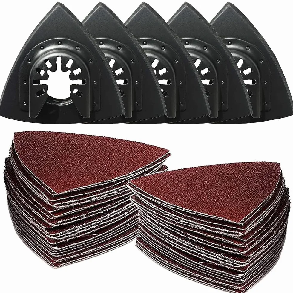 Kit 130 patins ponçage oscillants + 125 papiers abrasifs grains 60-240 pour bois plâtre