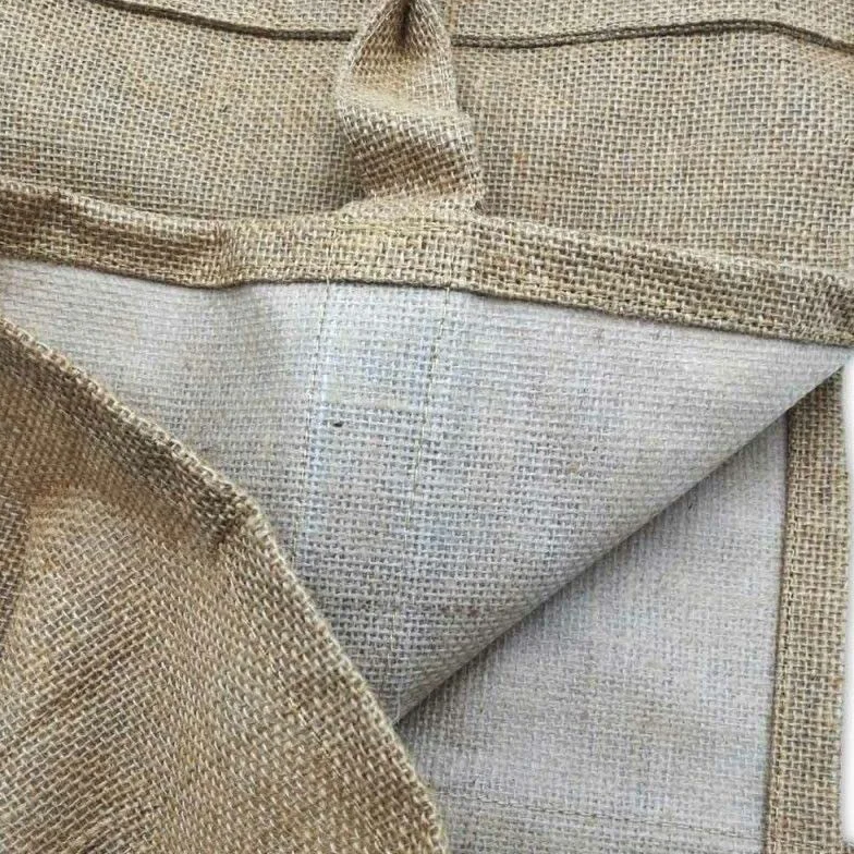Sac à bûches marron en toile de jute plastifié 30x60x40cm