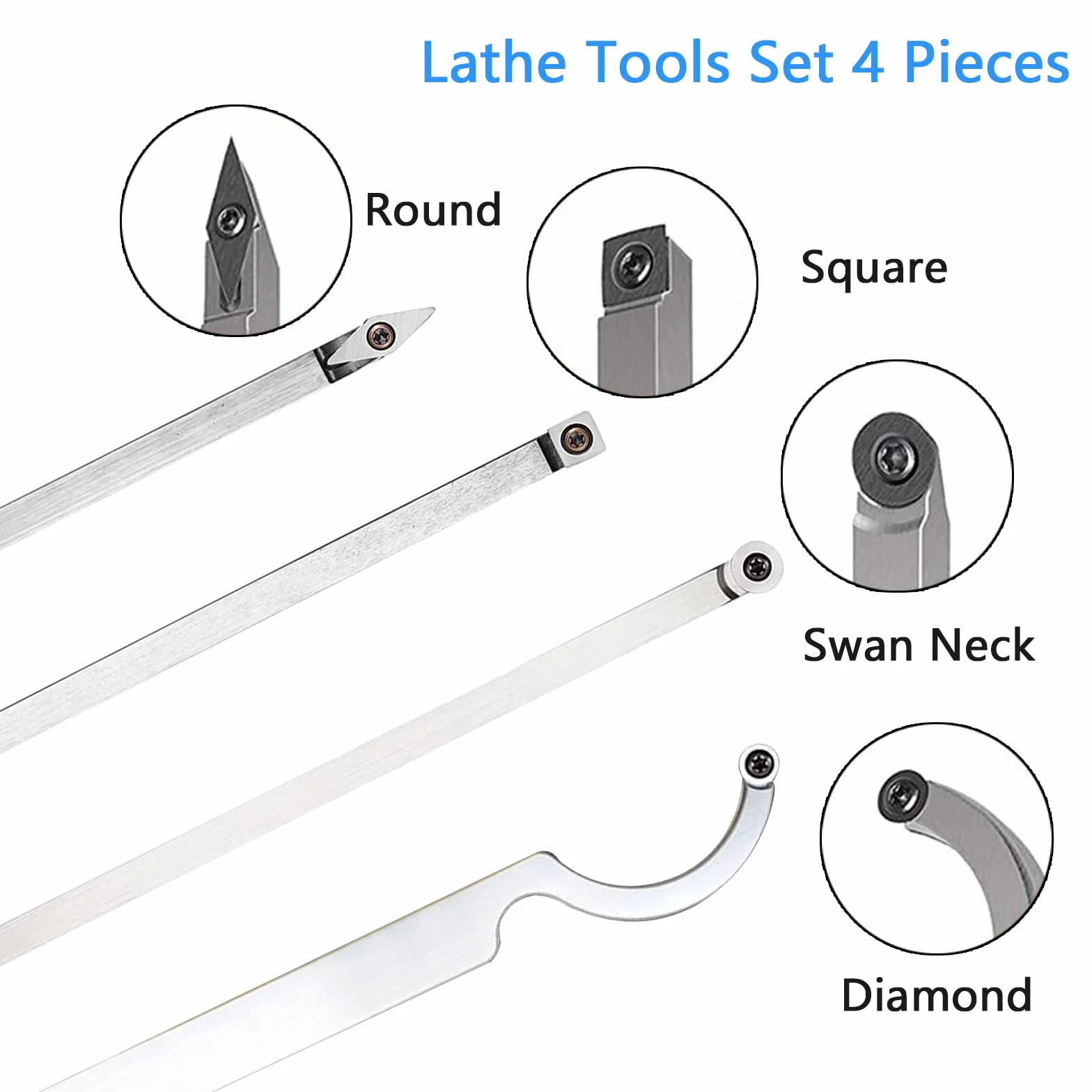 Plaquettes Carbure 16 Pièces Kit de Fers à Tourner CNC pour Bois Vis M4