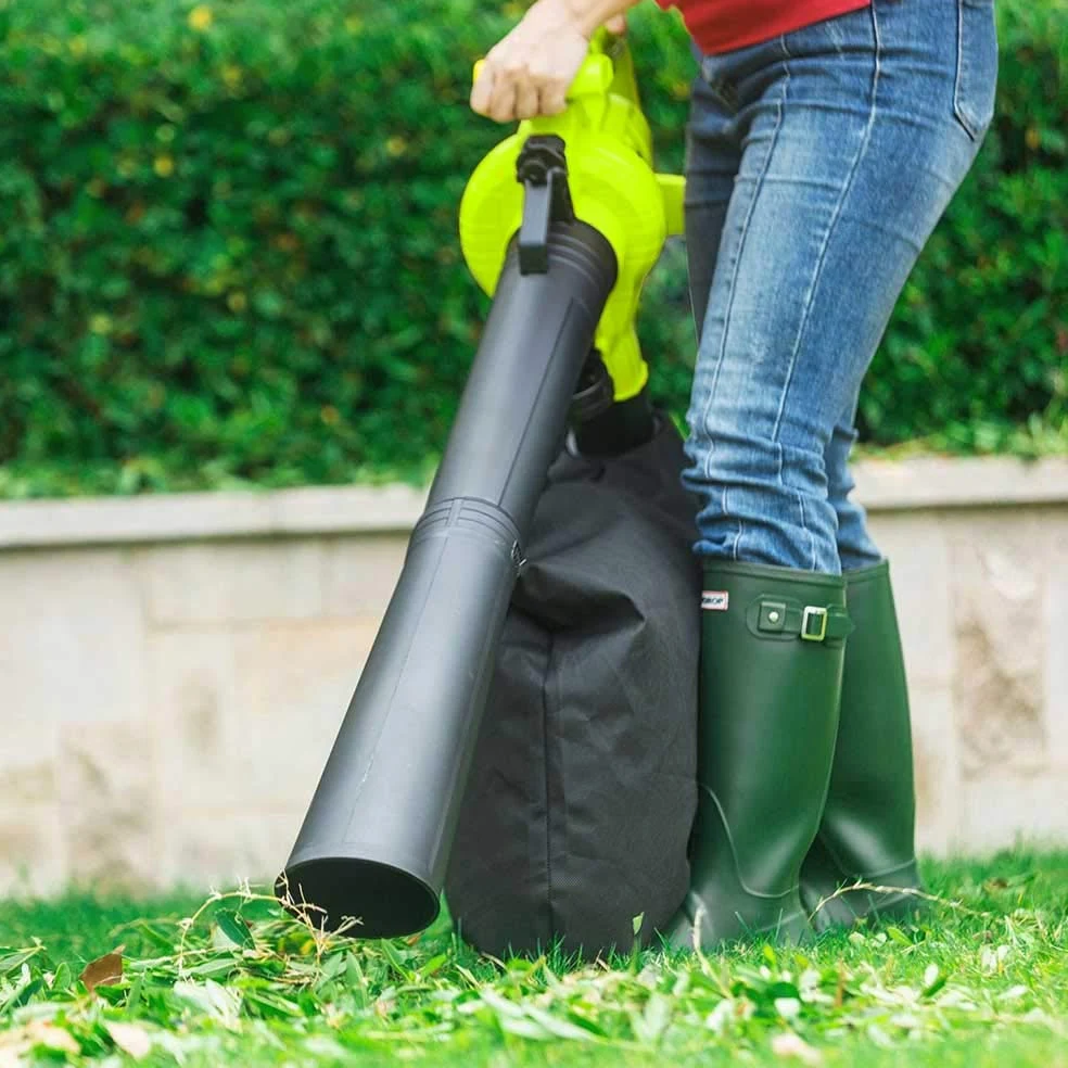 BAKAJI Extracteur de Feuilles électrique de Jardin 3 en 1 aspirateur déchiqueteuse et souffleur à Feuilles, Puissance 3000 W avec réservoir de Collecte 40 l et bandoulière pour Entretien, avec Fil