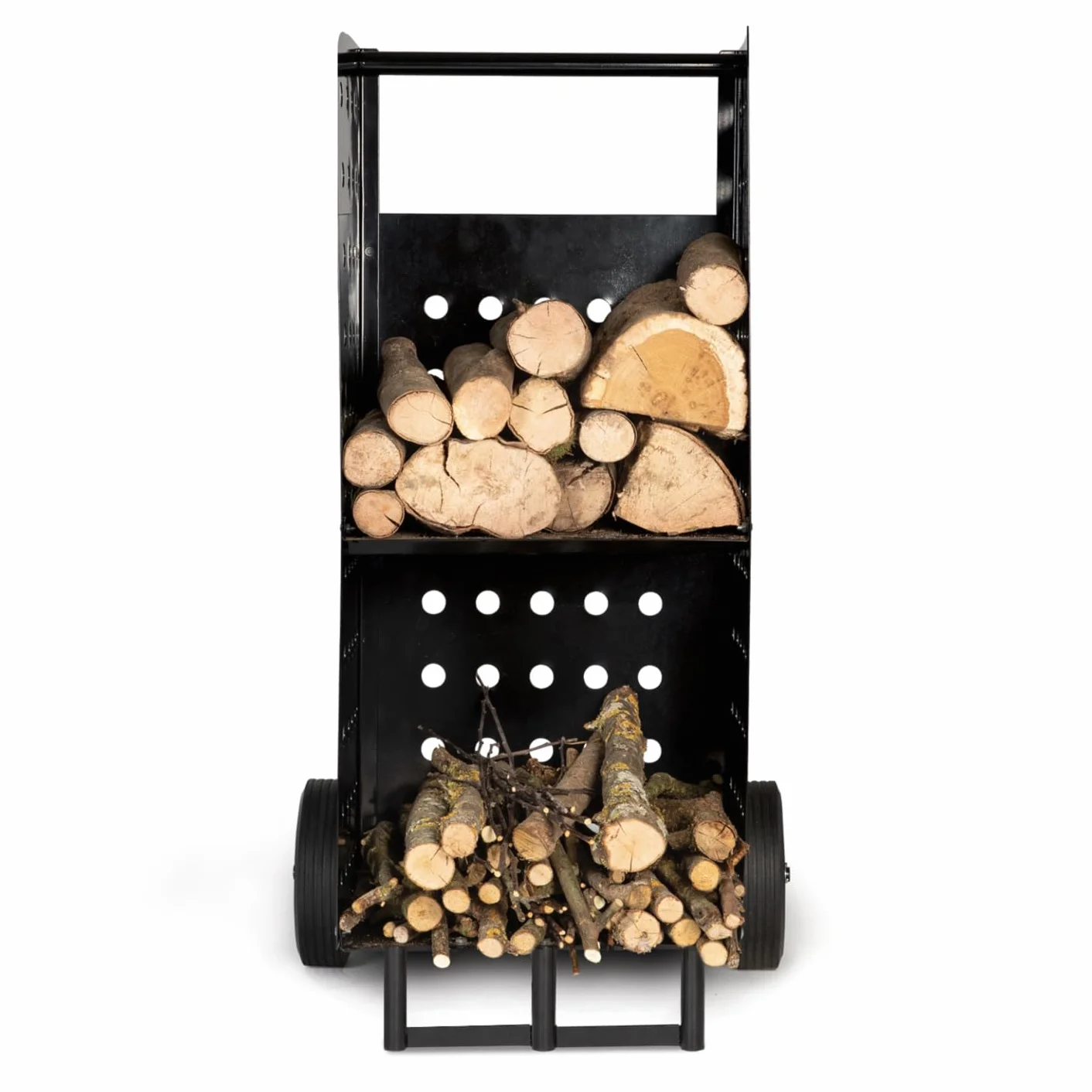 IDMarket - Chariot Porte bûches Acier Noir 40 x 40 x 100,5 CM pour cheminée