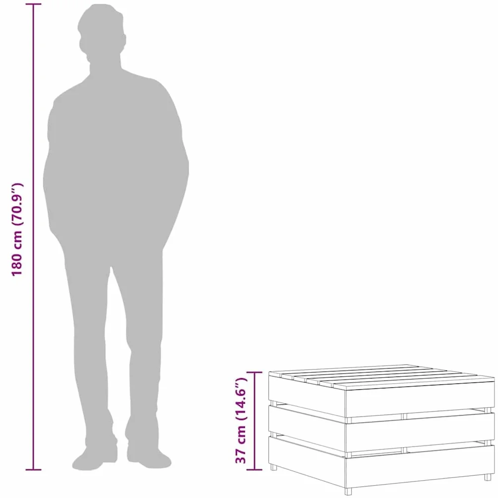 vidaXL 2X Bois de Pin Imprégné Tables Palette de Jardin Repose-Pieds de Patio Meubles de Terrasse Meubles de Jardin Tabourets d'Extérieur