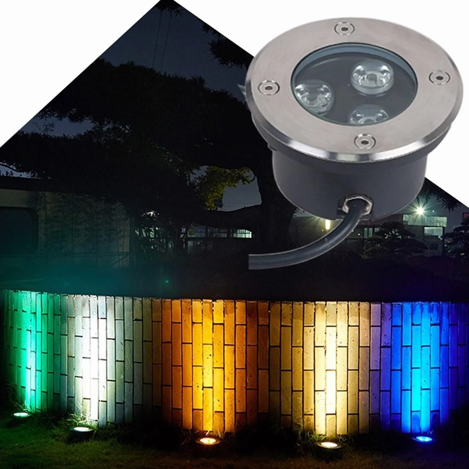 Spots LED Ultra-Fins Étanches IP68 3W Lot de 4 Éclairage Encastré Piscine Jardin Terrasse 110-230V Warm White