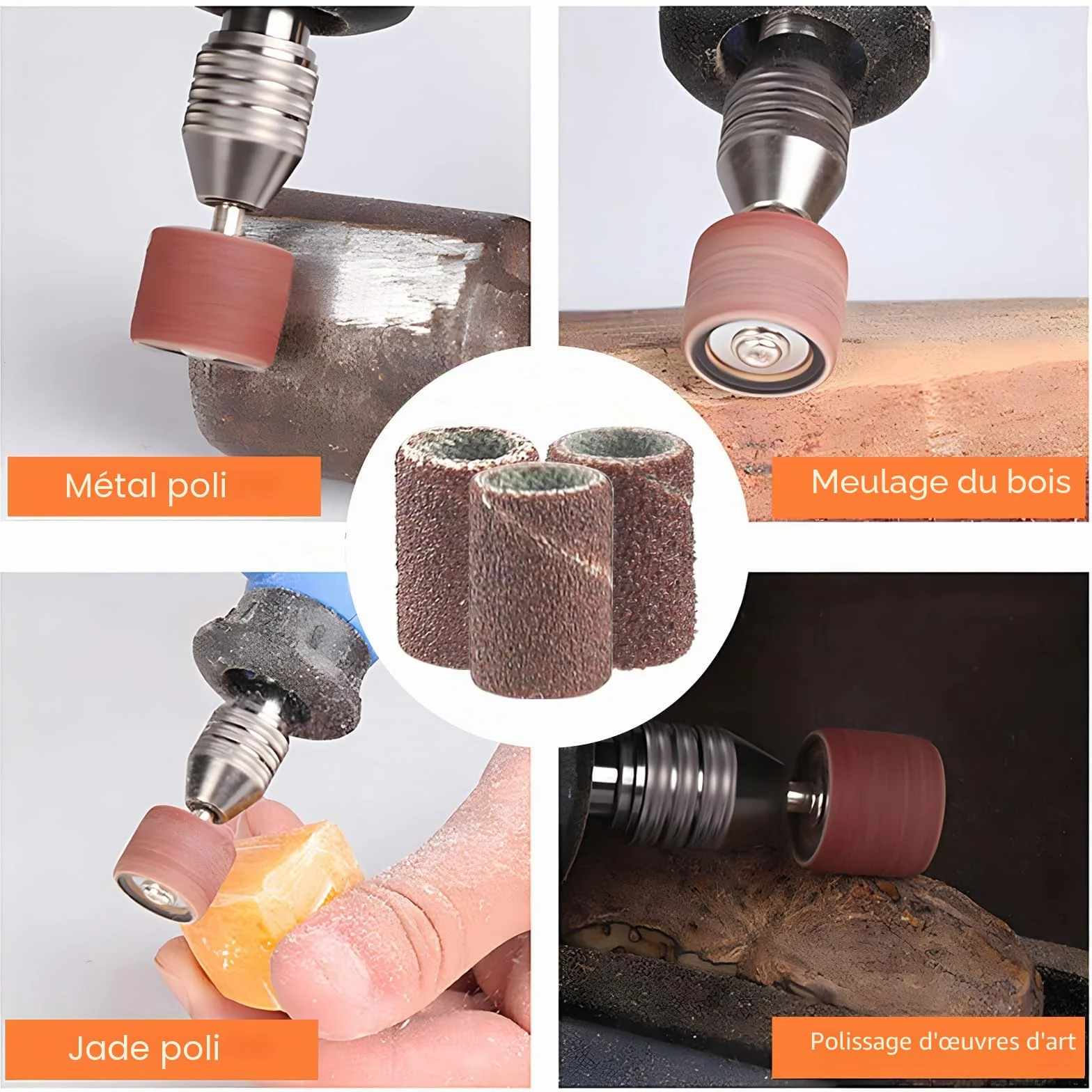 240 PCS Tambour Adaptateur de Band Ponçage Manchon Abrasif Compatible Dremel Outils Rotatifs Grain 80/120/180