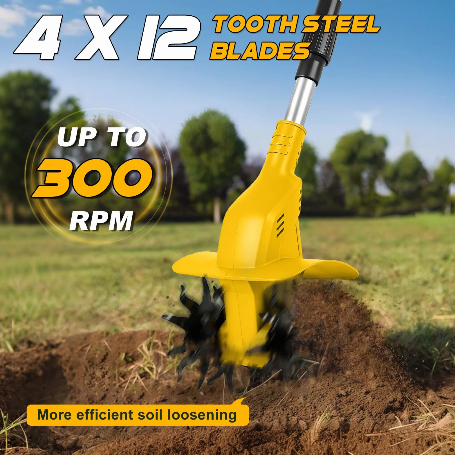 Motobineuse sans Fil Compatible Batterie Dewalt 20V, Motobineuse électrique 500W, Profondeur 20cm, Largeur 16cm, 360RPM sans balais Pliable, sans Batterie