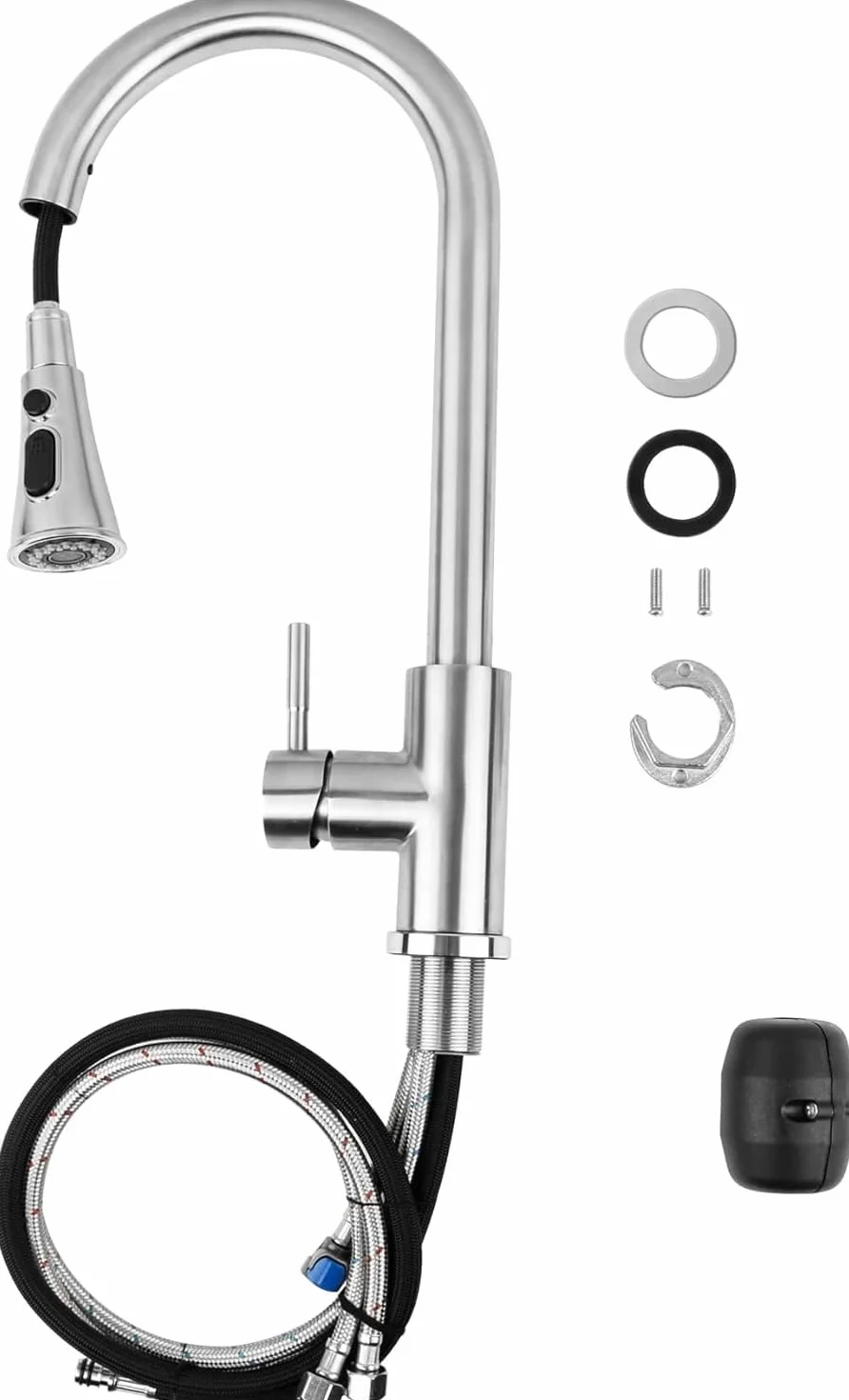 Robinet Cuisine avec Douchette Extensible Mitigeur Acier Inoxydable Rotatif 360° 3 Modes Réglage Débit