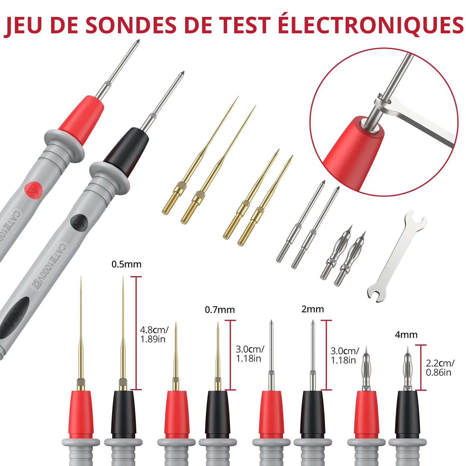 BINTA Câbles de Test Multimètre 25 PCS, Kit Fils Silicone CAT III 1000V 20A, Coffret