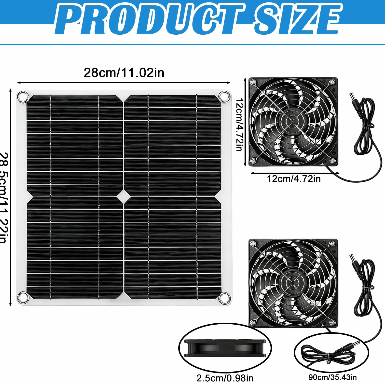 PORFOYO Kit Ventilateur Solaire 12W Double Ventilateur d'Échappement