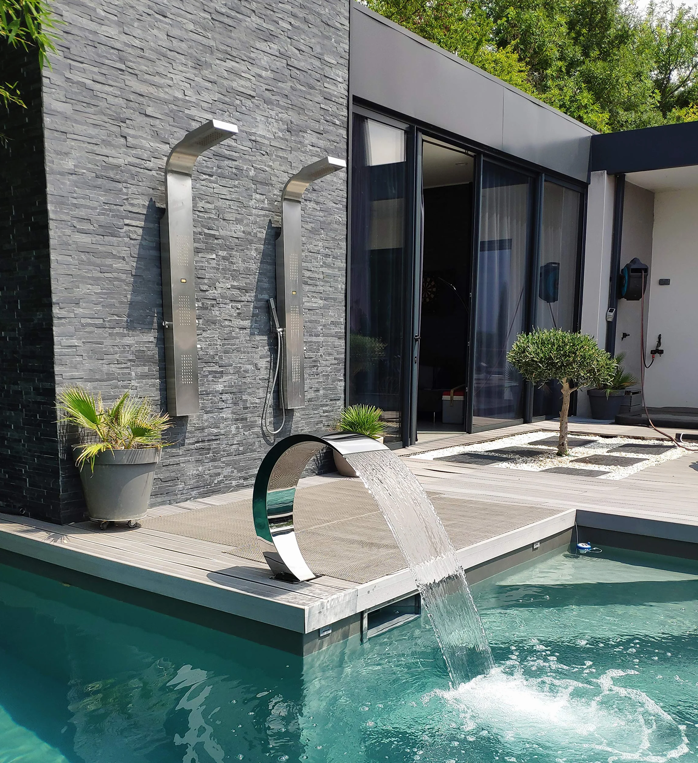 CASCADES-INOX Fontaine Piscine Bassin Cobra 65cm