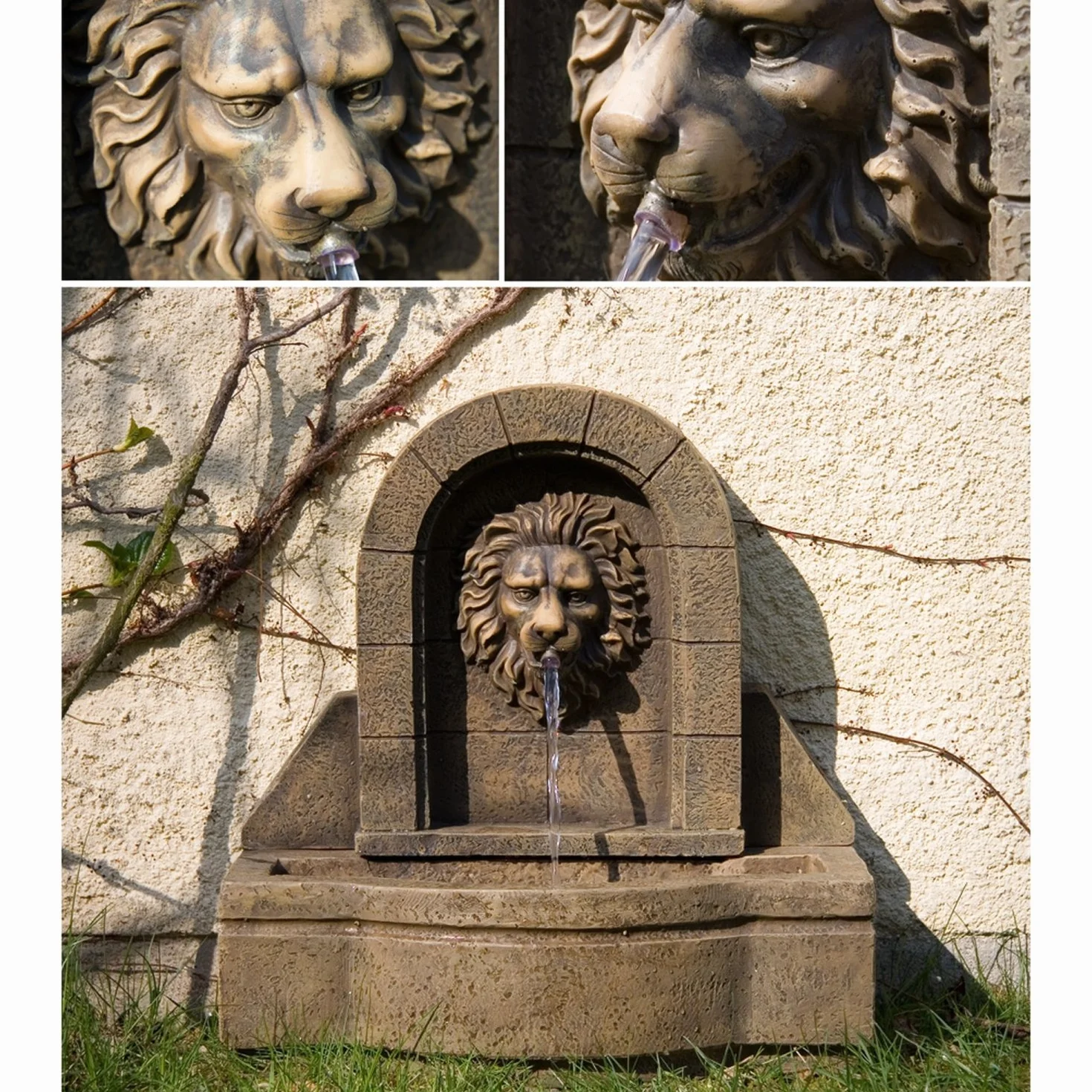 STILISTA Leon Fontaine de Jardin avec Tête de Lion 50 x 54 x 29 cm Pompe Comprise