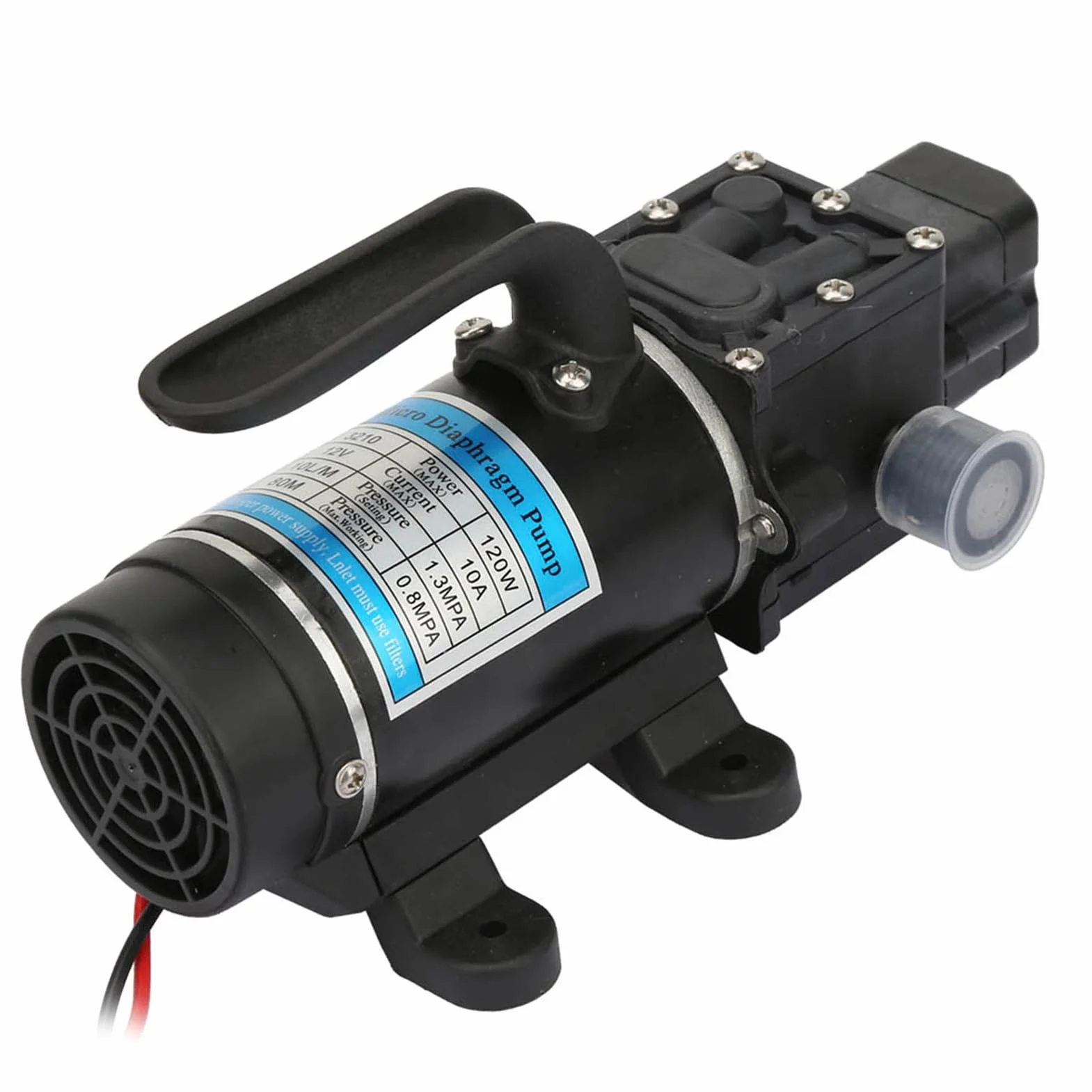 Pompe à Eau Électrique Pompe à Diaphragme Amorçage Automatique 10L/M Protection Surintensités Laveuse Haute Pression 12V