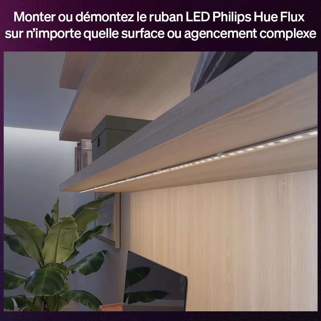 Hue Flux Supports de Montage pour Ruban LED, Accessoires Éclairage Intérieur Flexible, Clips Transparents, Pack de 10