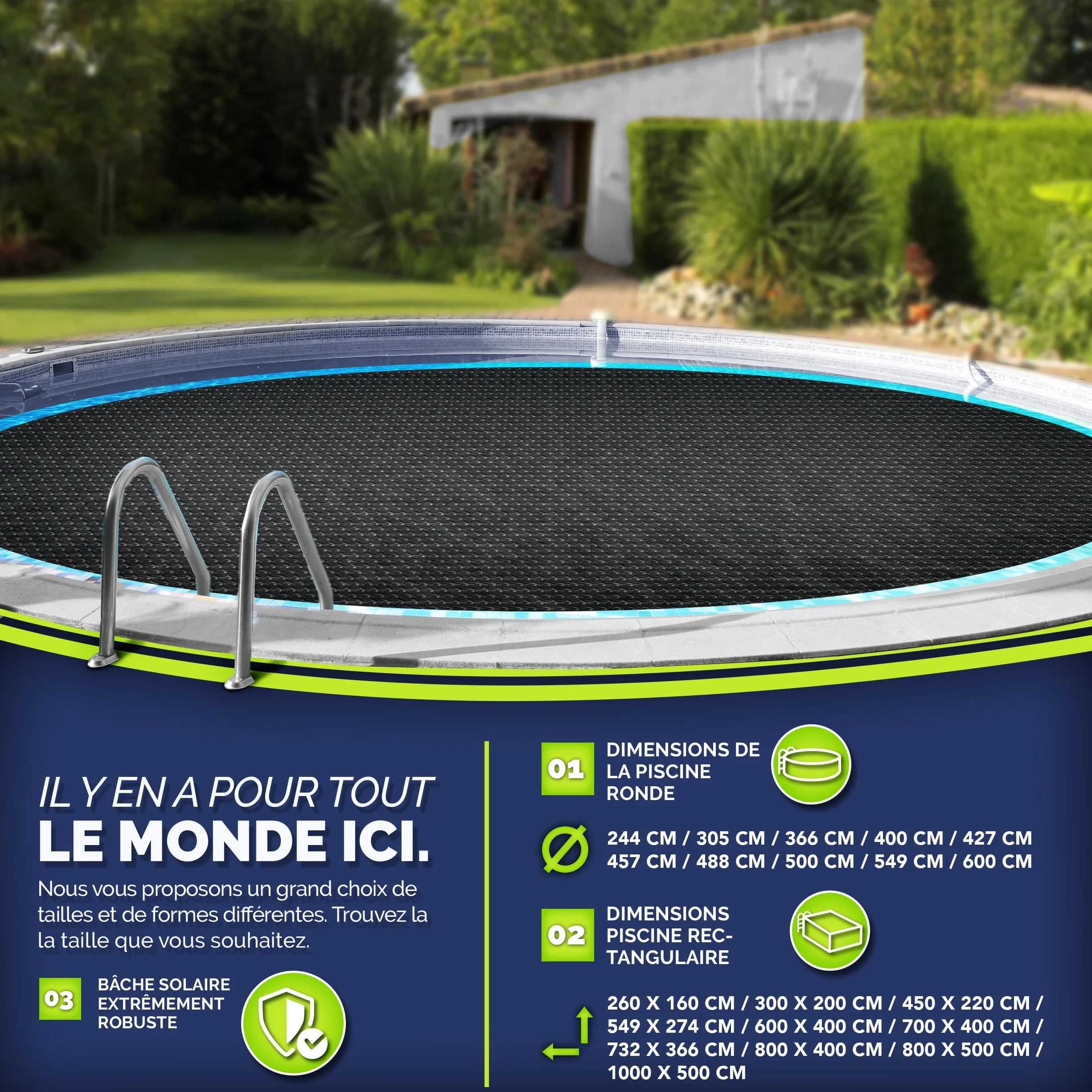 Tillvex Bâche à Bulles Piscine 120 µm 549x274 cm Noir Protection Solaire Chauffage