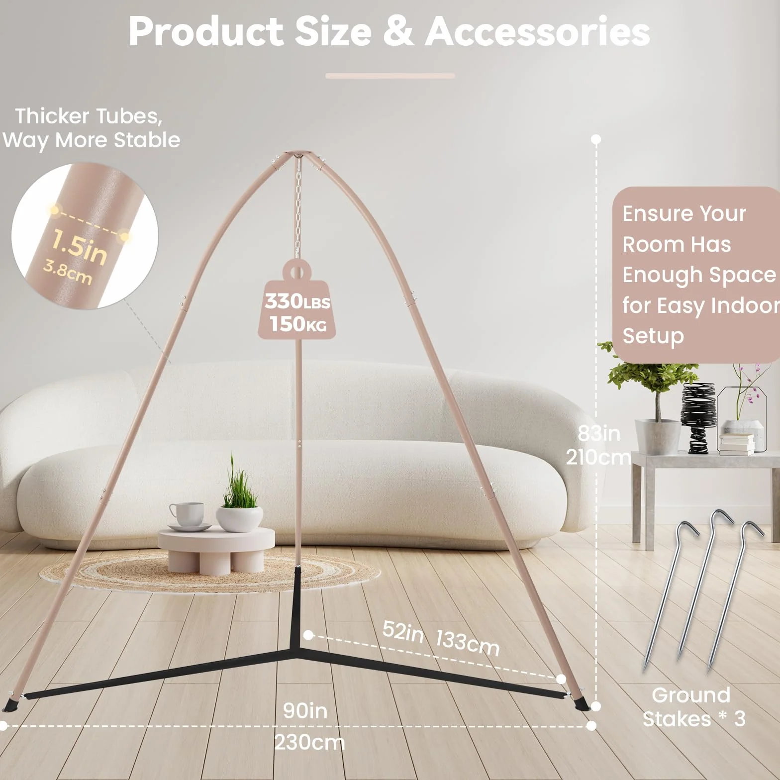 Support pour hamac à Trois Pieds 150 kg Marron