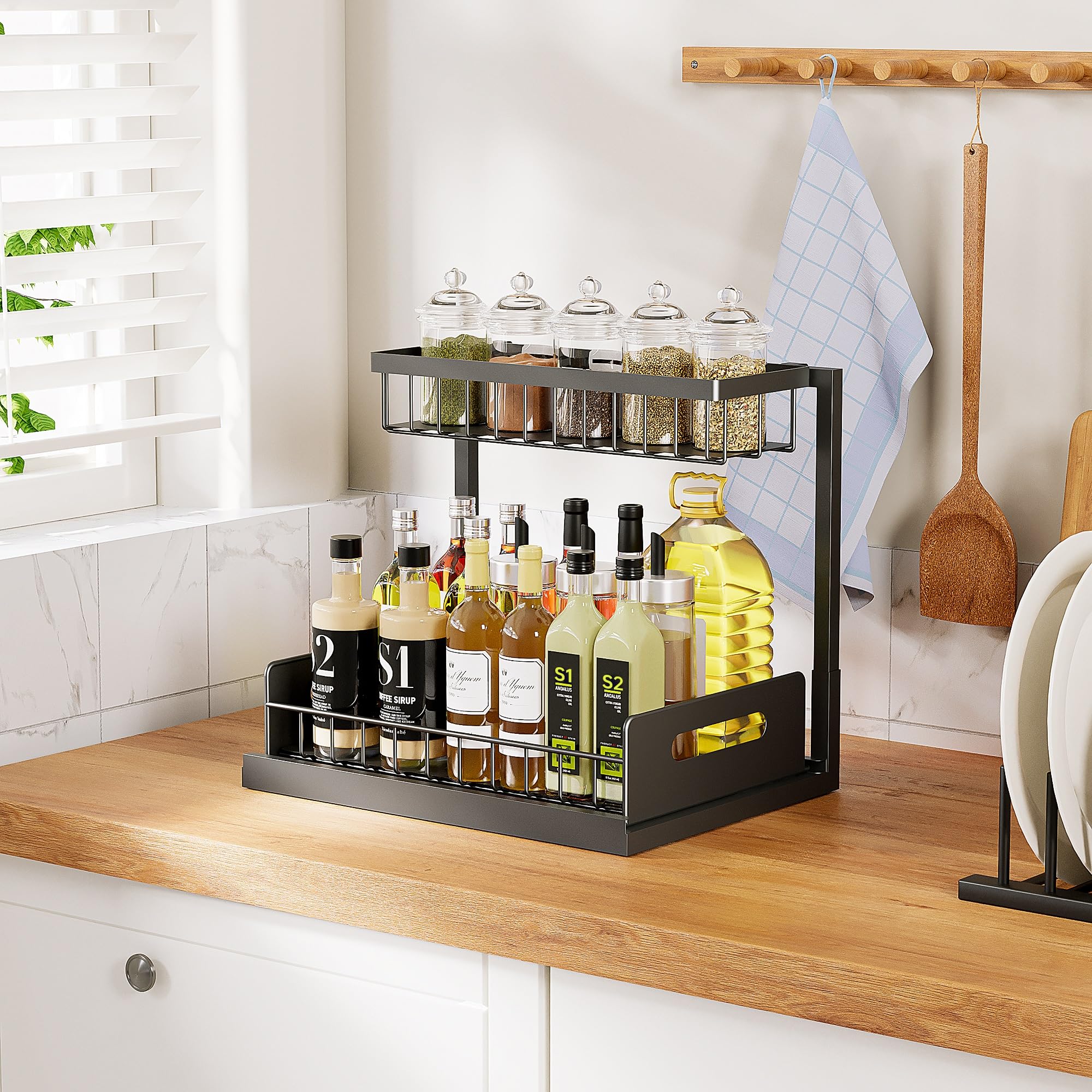 Elegant Slide-Out Under Sink Organizer Shelf - Black
