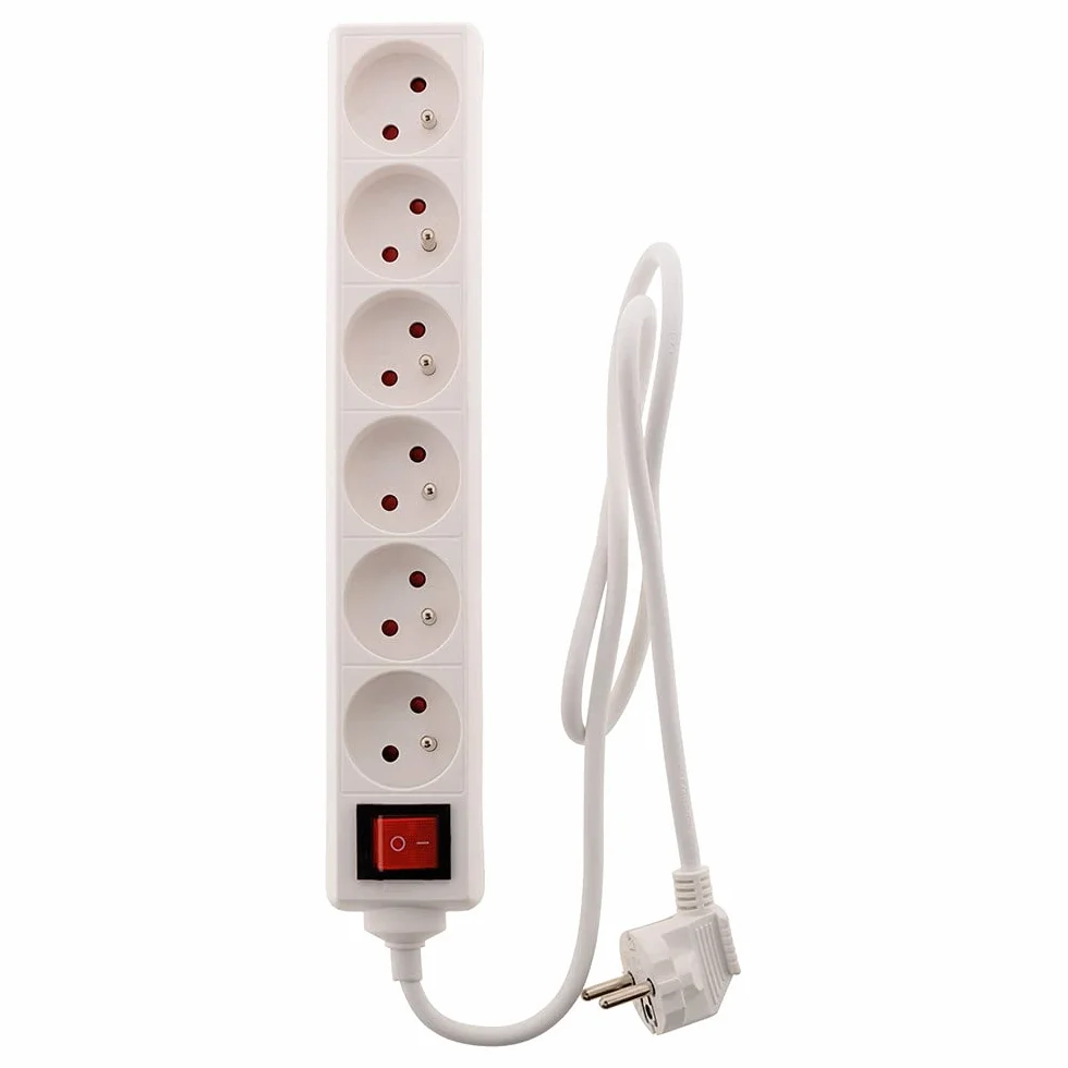 Zenitech Bloc 6 Prises 16A 2P+T avec Interrupteur Blanc