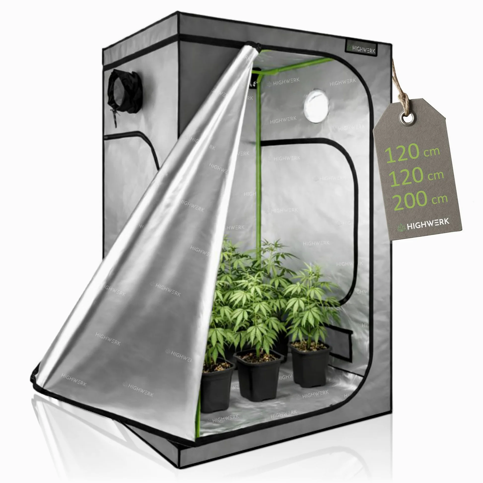 Tente de Culture 120 x 120 x 200 cm | Culture Maison « MyHomeGrow », Grise | Tente de Culture d'intérieur pour la Culture de Plantes | Boîte de Culture, Armoire de Culture