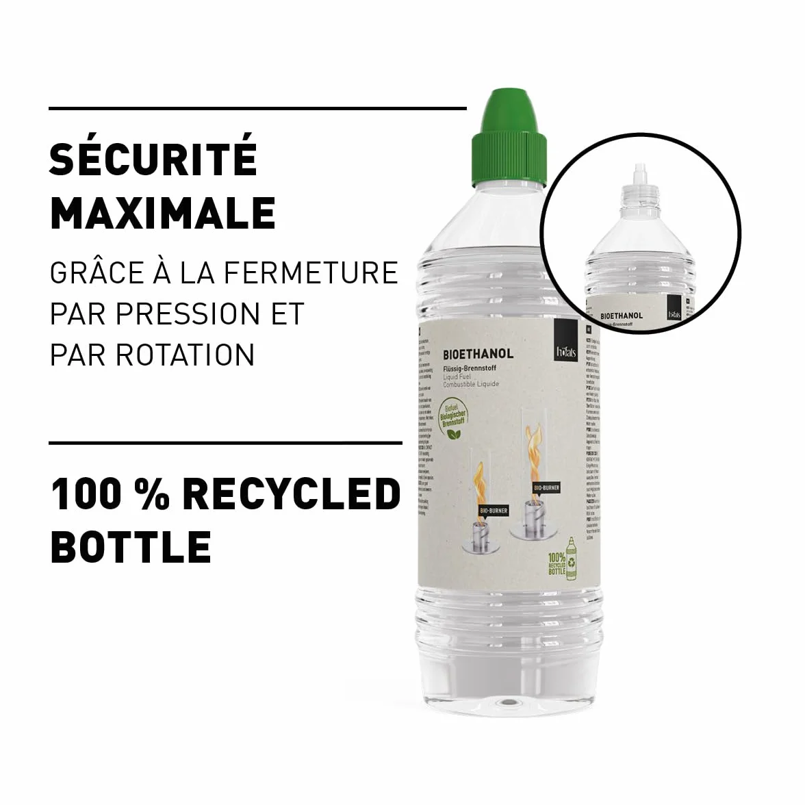 höfats Bioéthanol Liquide Spin 900 1200 6x1 Litre Bouteille sans fumée sans suie
