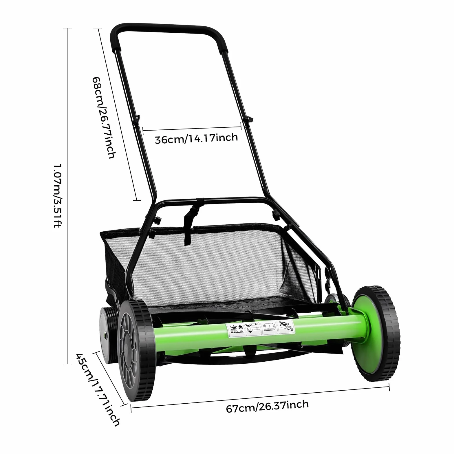 Tondeuse à gazon manuelle hélicoïdale 5 lames 50 cm sac de récupération roues antidérapantes
